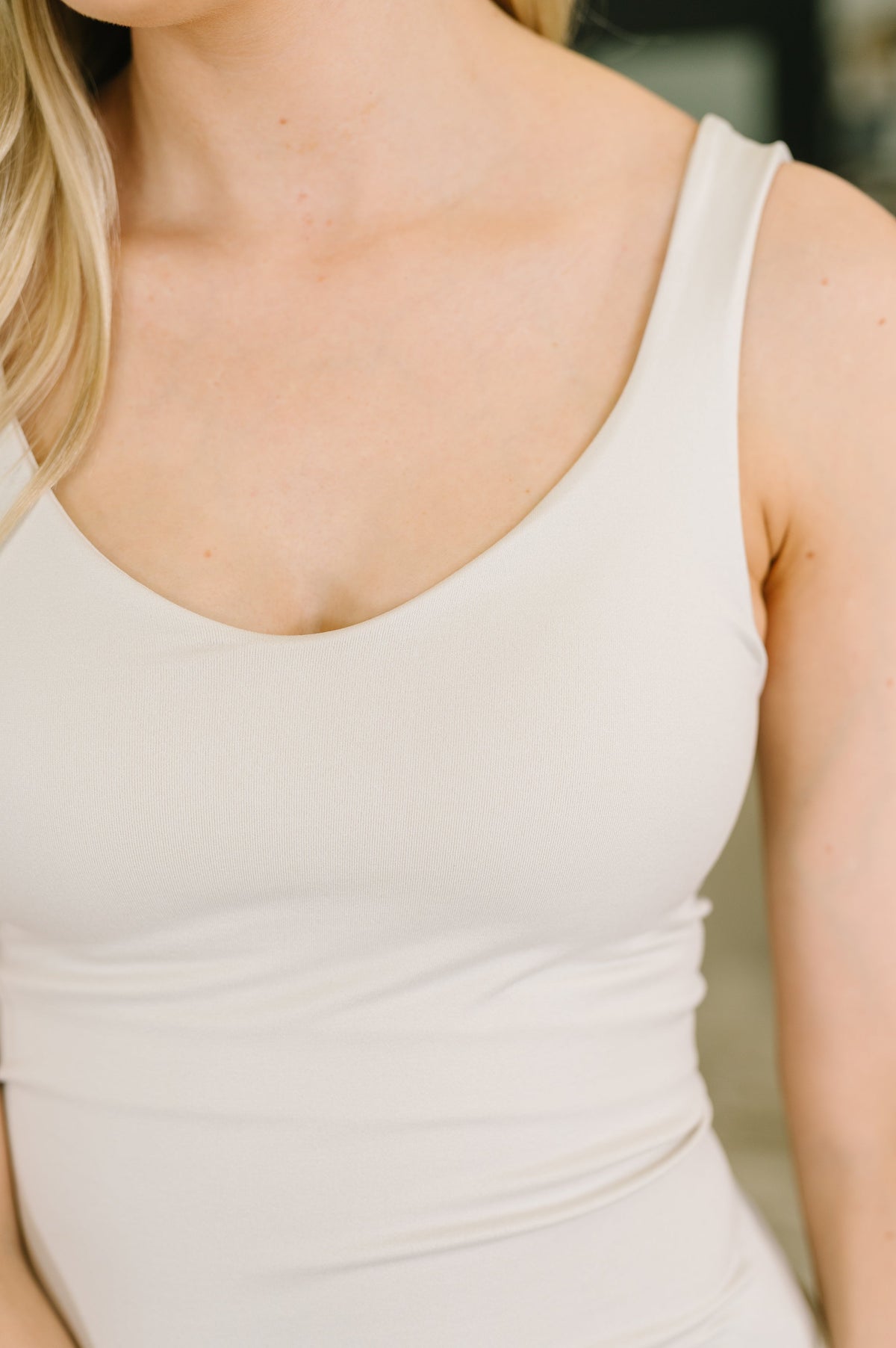 Zenana It's the Simple Things Scoop Neck Tank in Sand Beige Womens