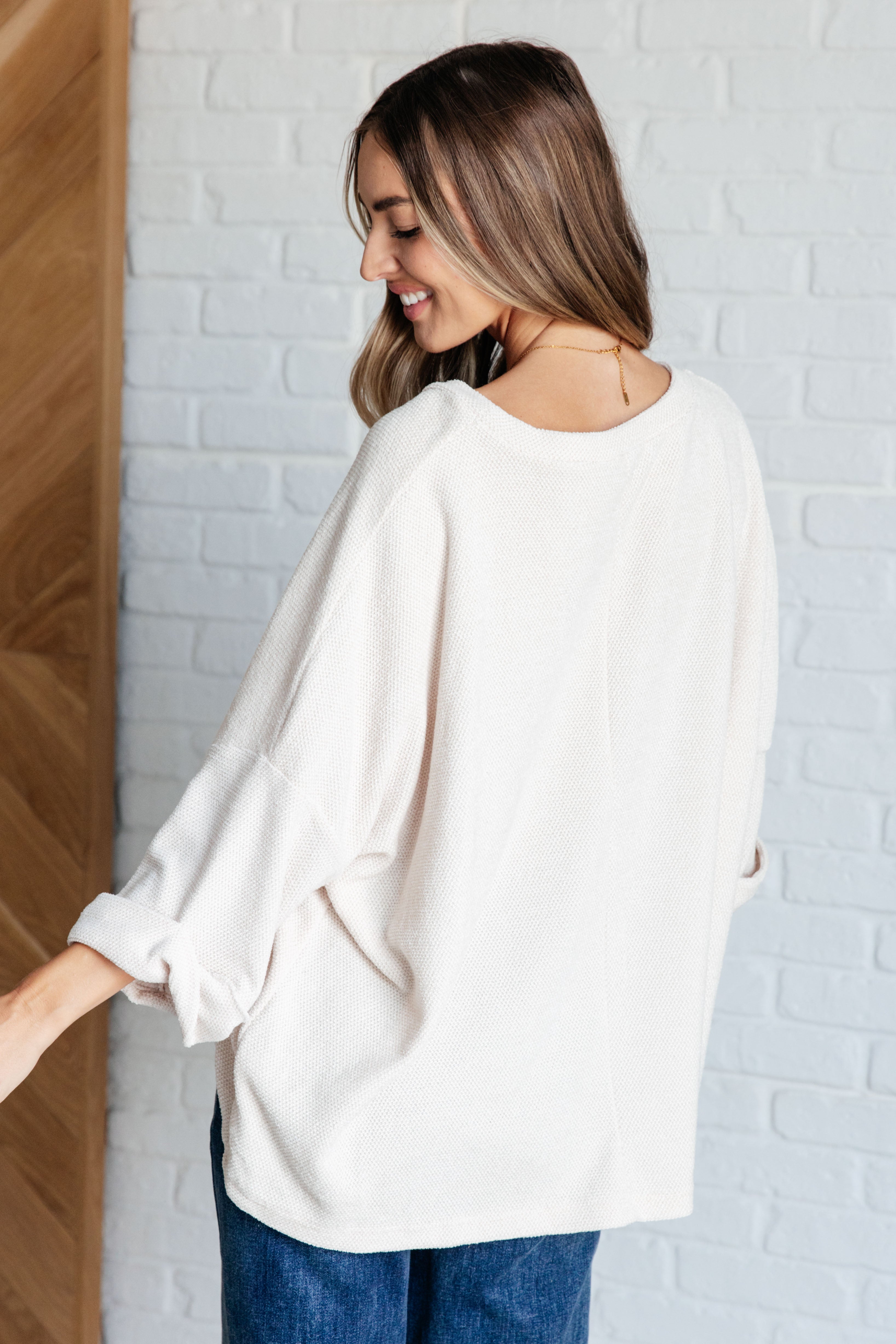 White Birch Ivory Thoughts Chenille Blouse Tops