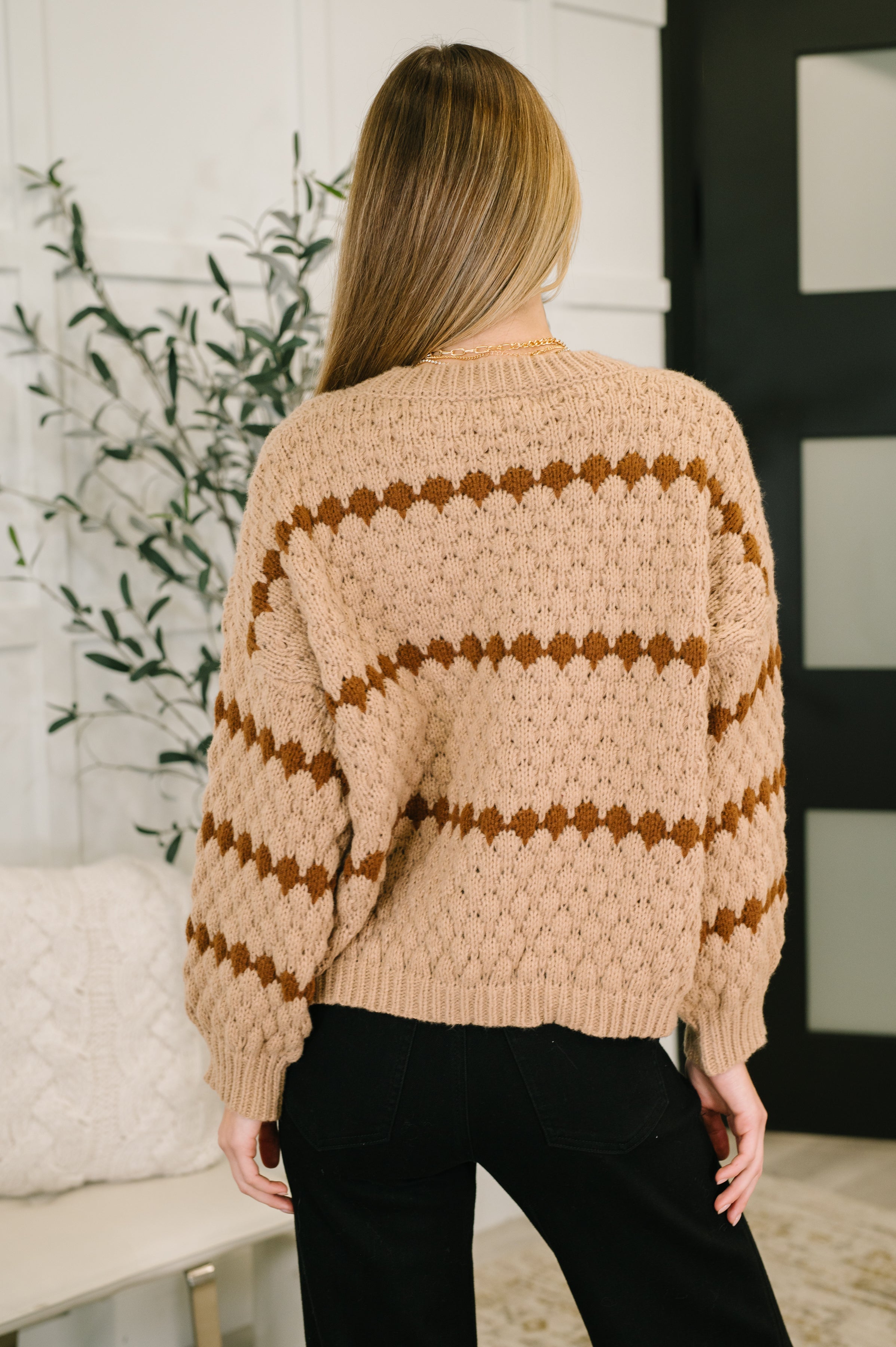 Haptics Ivy Lane Textured Sweater in Taupe Womens