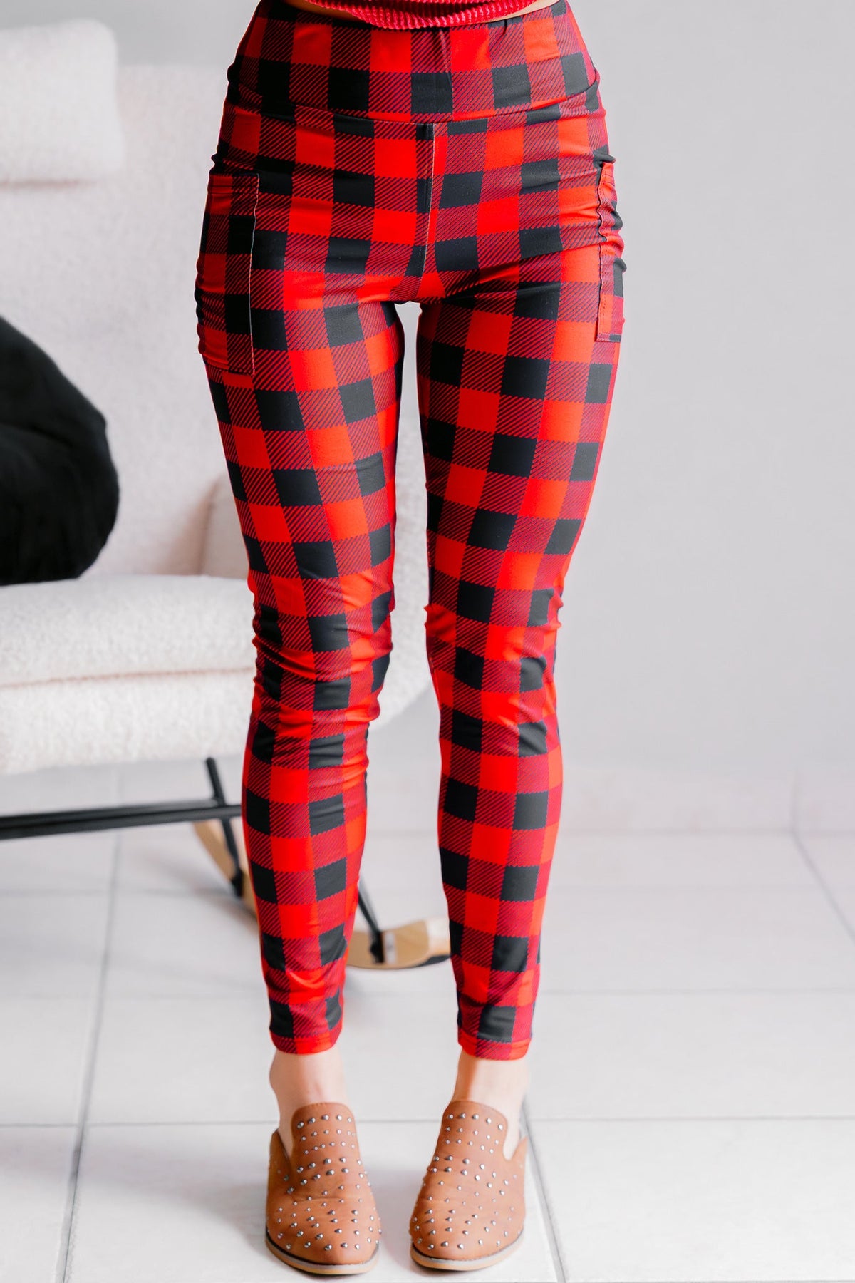 Winter Hearth Red Buffalo Plaid Leggings
