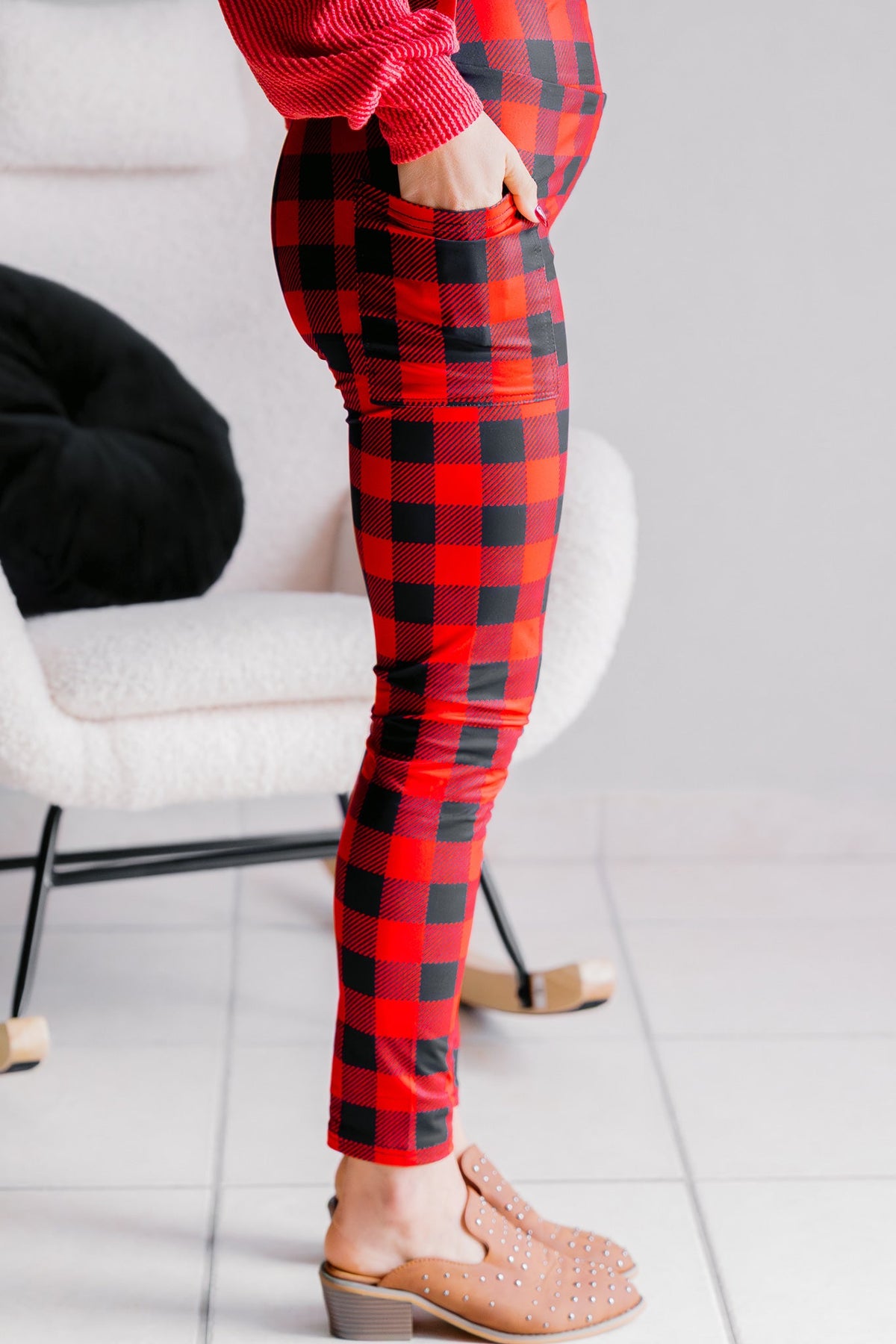 Winter Hearth Red Buffalo Plaid Leggings