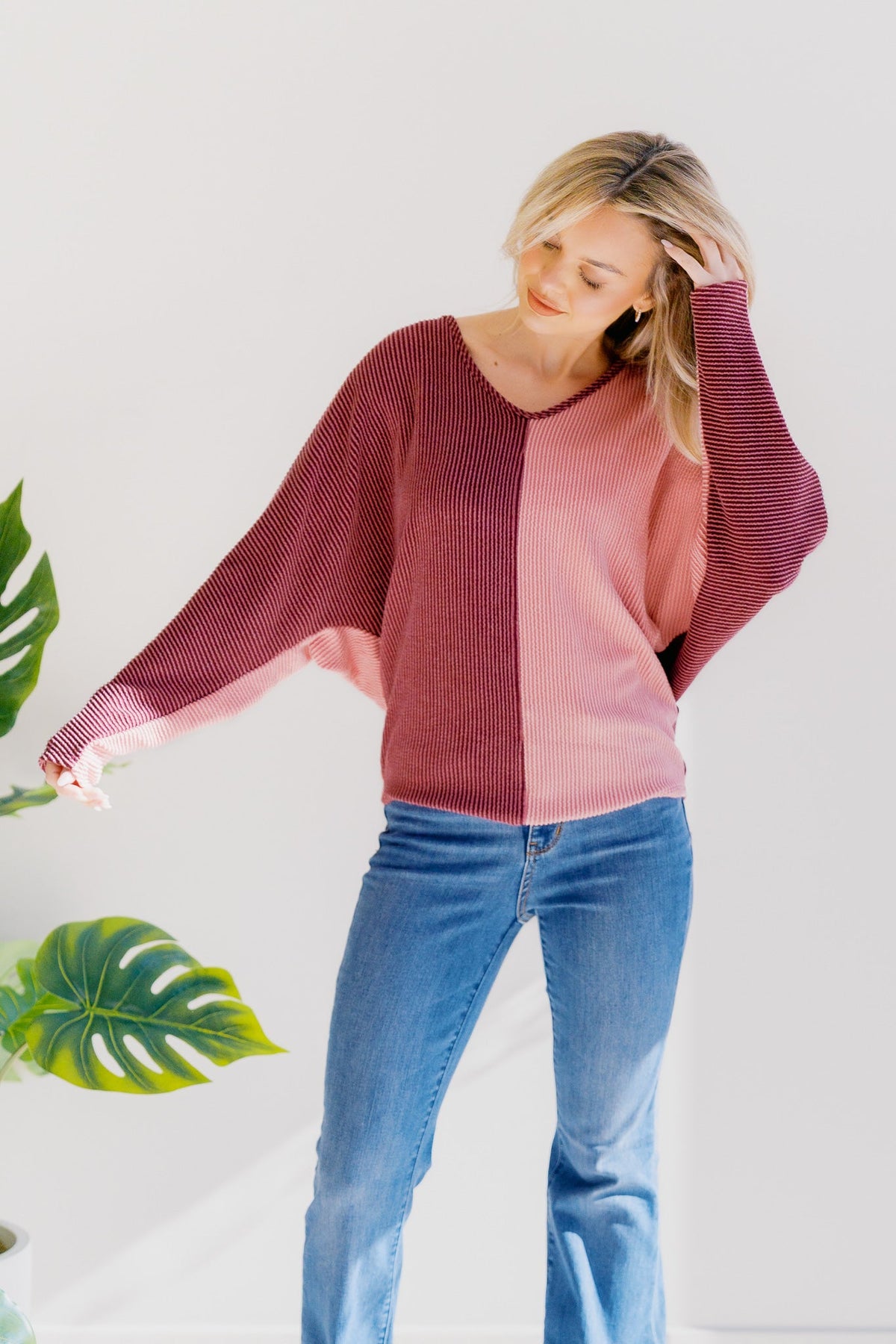 Blumin Dusky Rose Duo Urban Ribbed Top