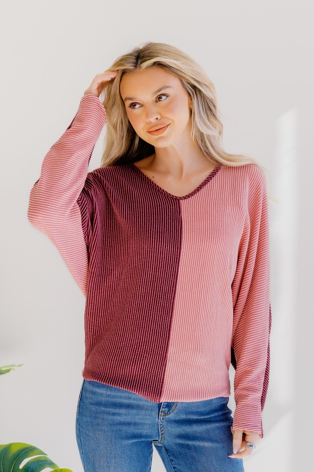Blumin Dusky Rose Duo Urban Ribbed Top