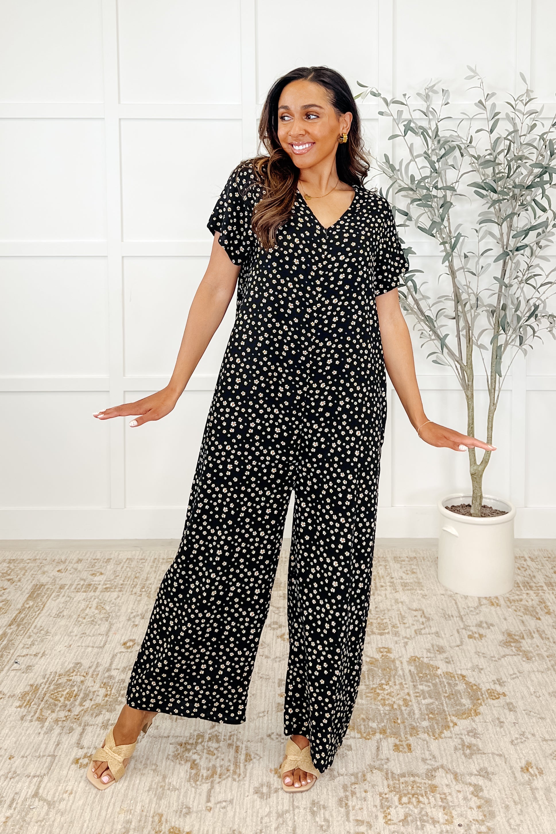 Honey Mark Jasmine Jumpsuit Blossoms Womens