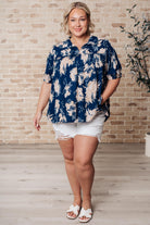 Jodifl Navy Just Coasting Floral Blouse Shirts & Tops