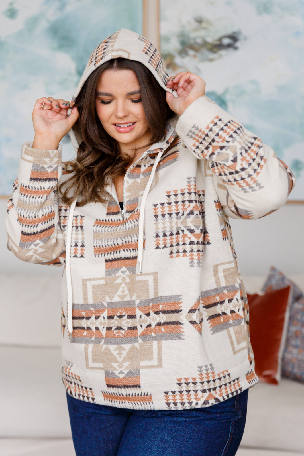 Sew In Love Just Going For It Aztec Hoodie Sweatshirts