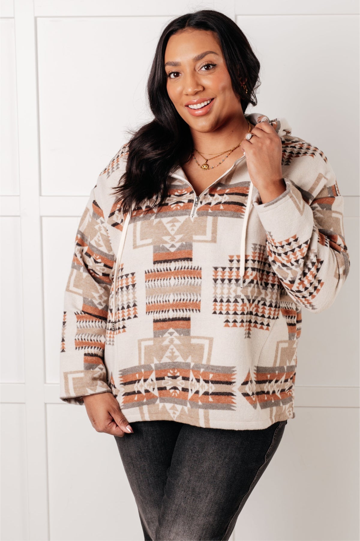Sew In Love Just Going For It Aztec Hoodie Sweatshirts
