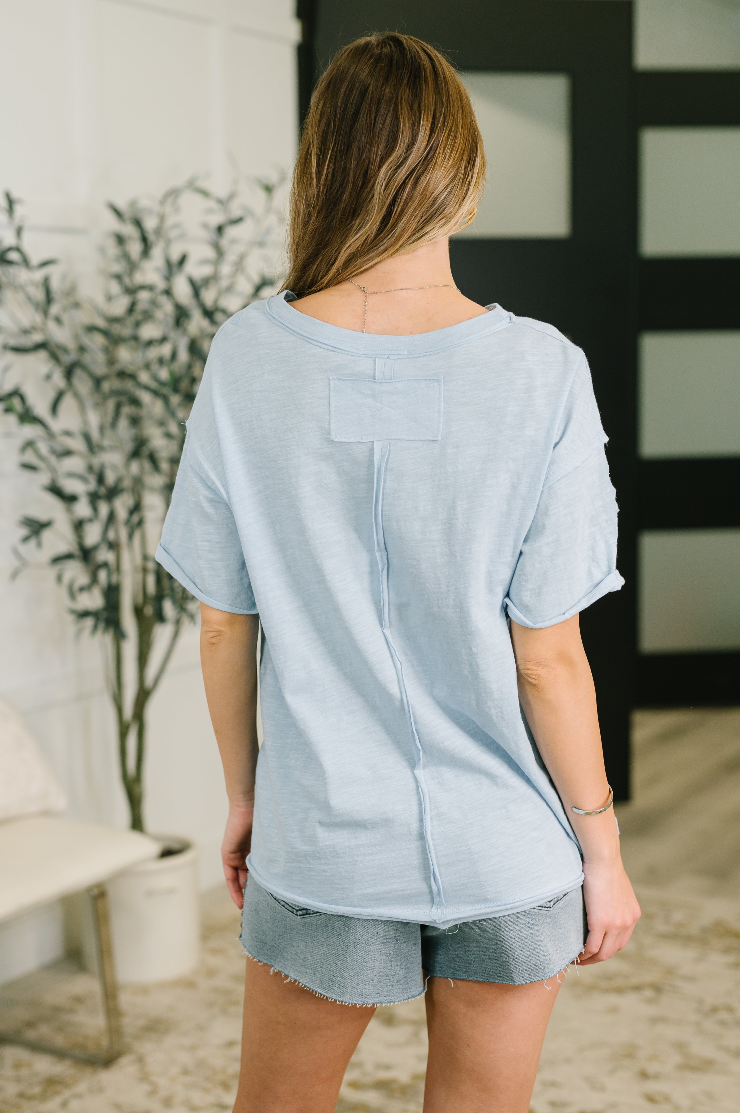 Dear Scarlett Just Like That Relaxed Heather Tee in Blue Womens