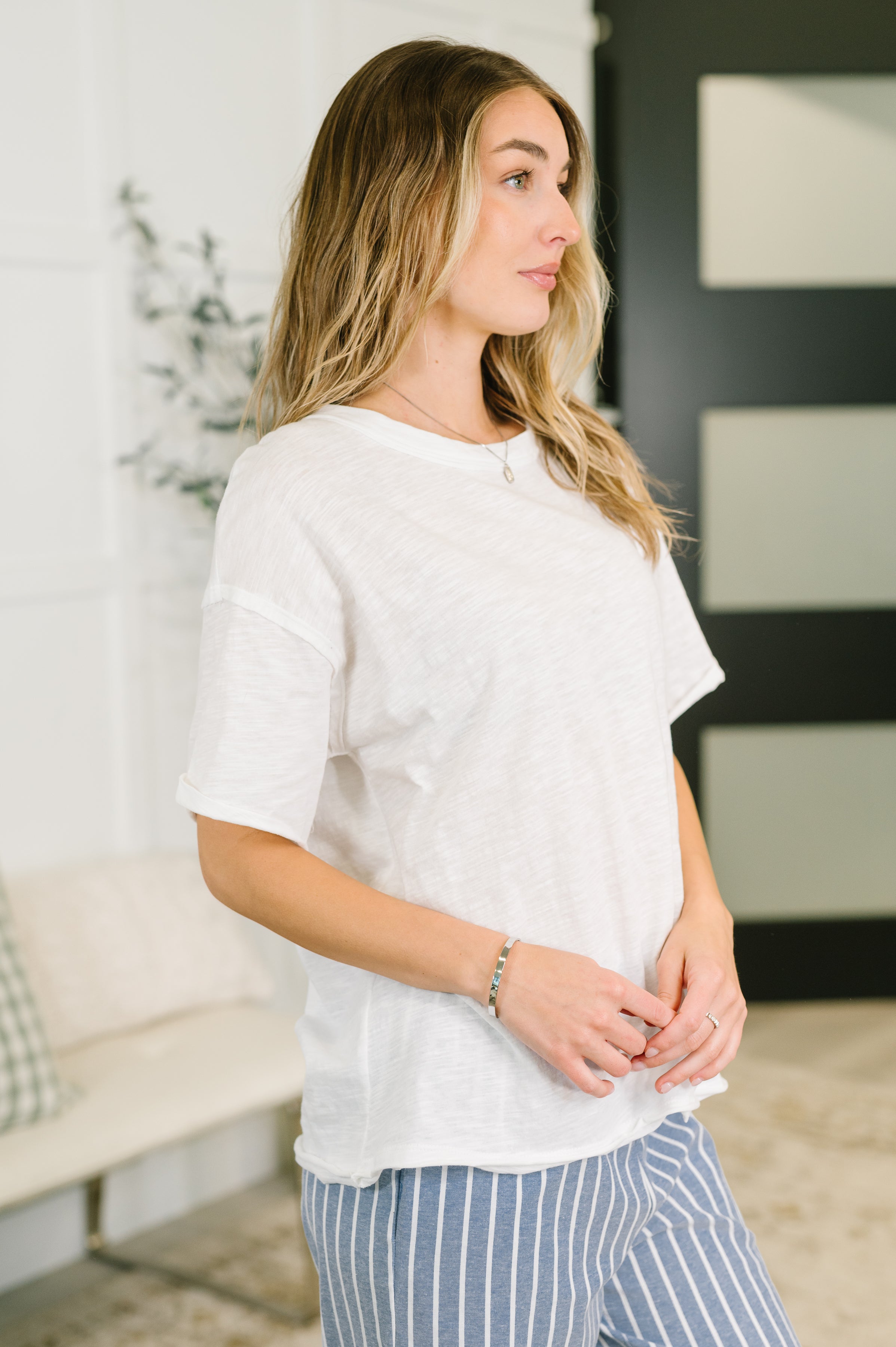 Dear Scarlett Just Like That Relaxed Heather Tee in Ivory Womens