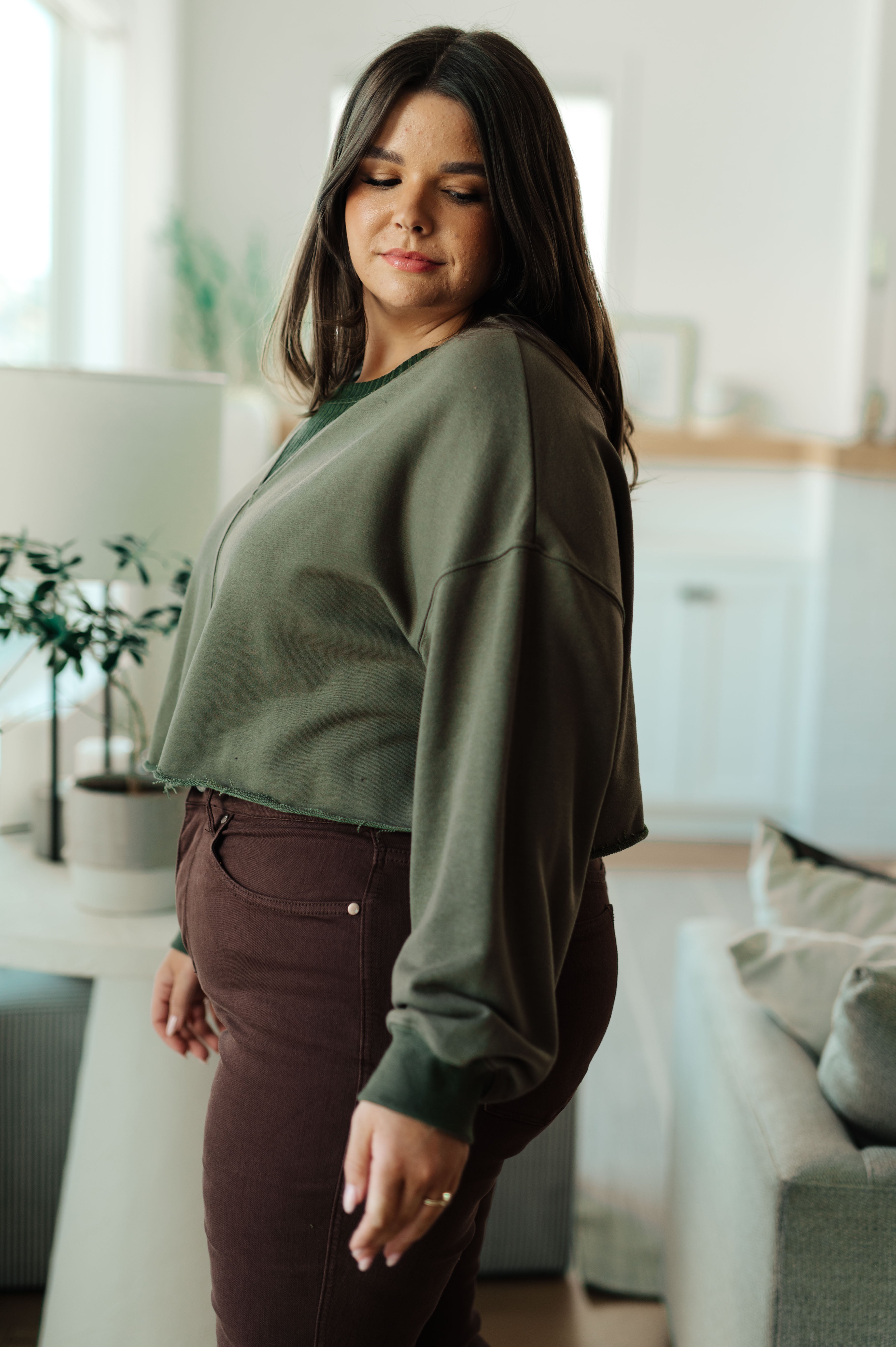 One Eleven North Just a Casual Crop Pullover Tops