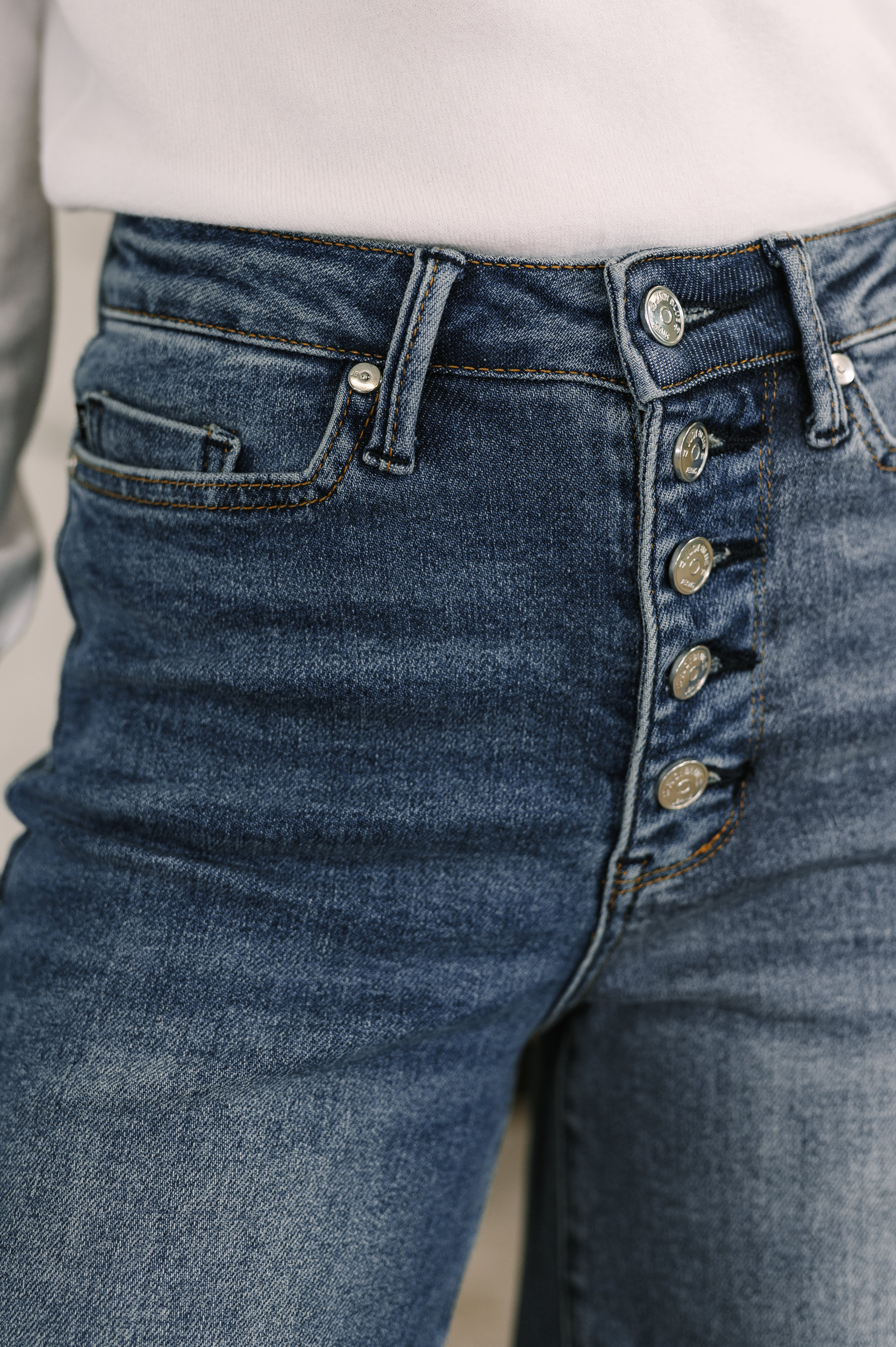 Karla High Waist Column Straight Button-Fly & Back Welt Pkts Womens