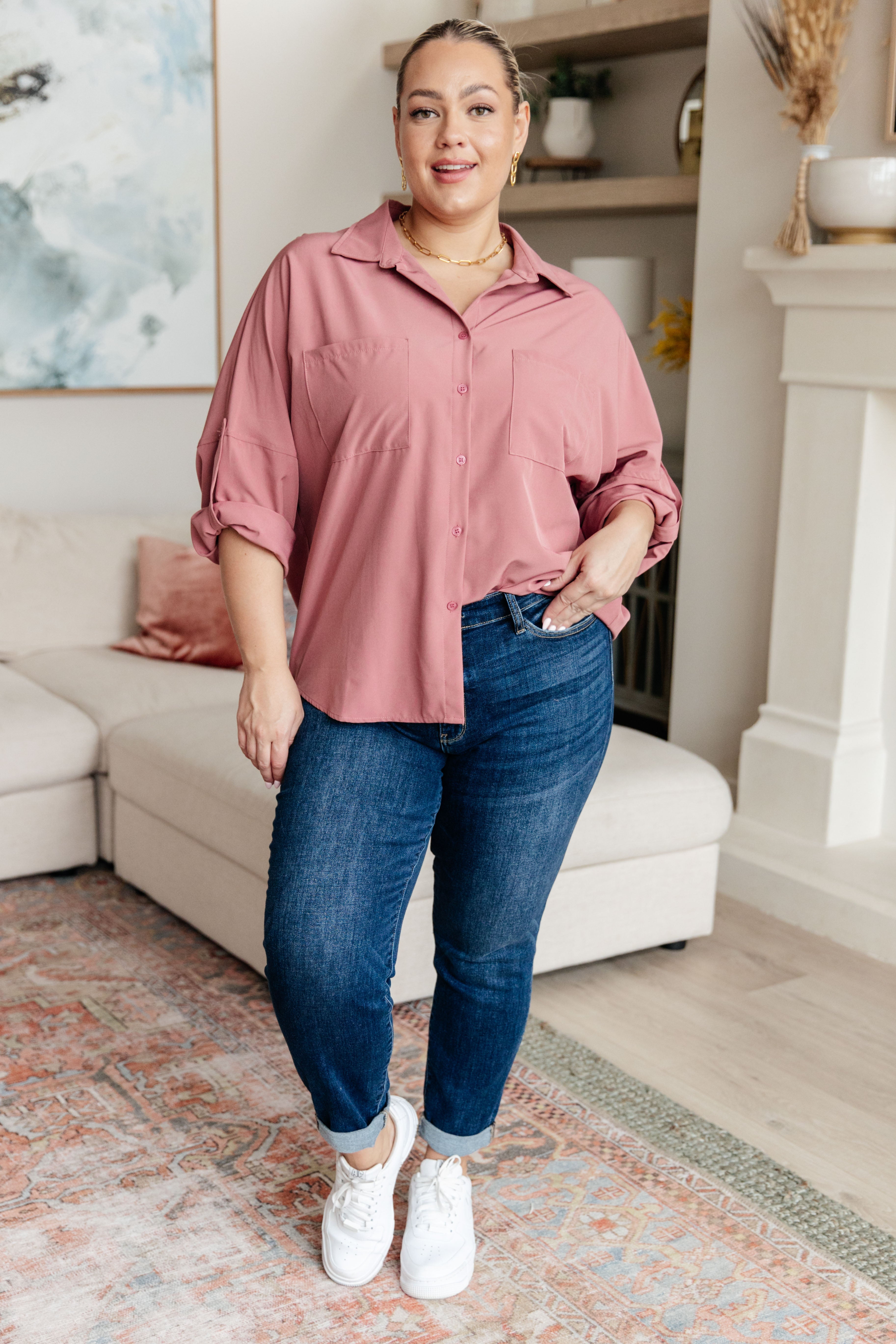 Andree by Unit Keep it Profesh Button Up Top Tops