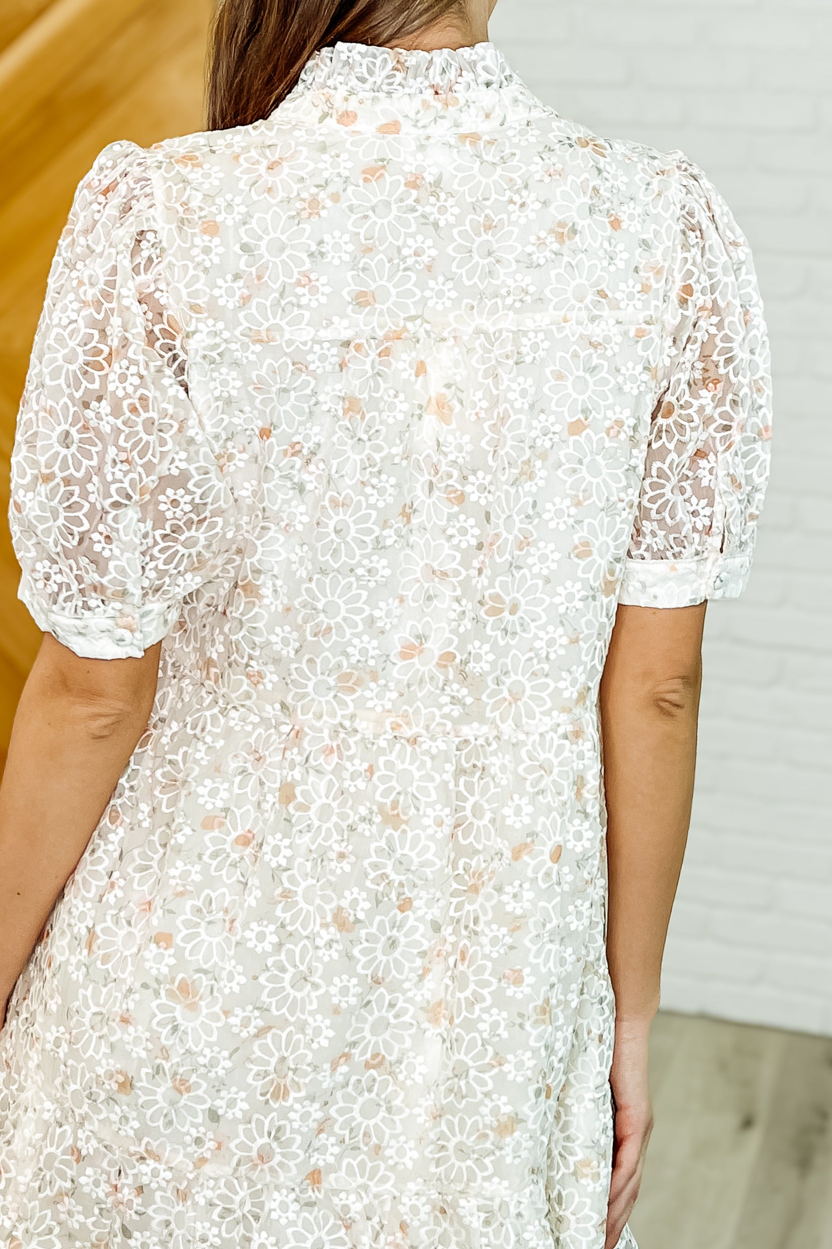 GeeGee Lace to the Party High Neck Dress in Ivory Multi Womens