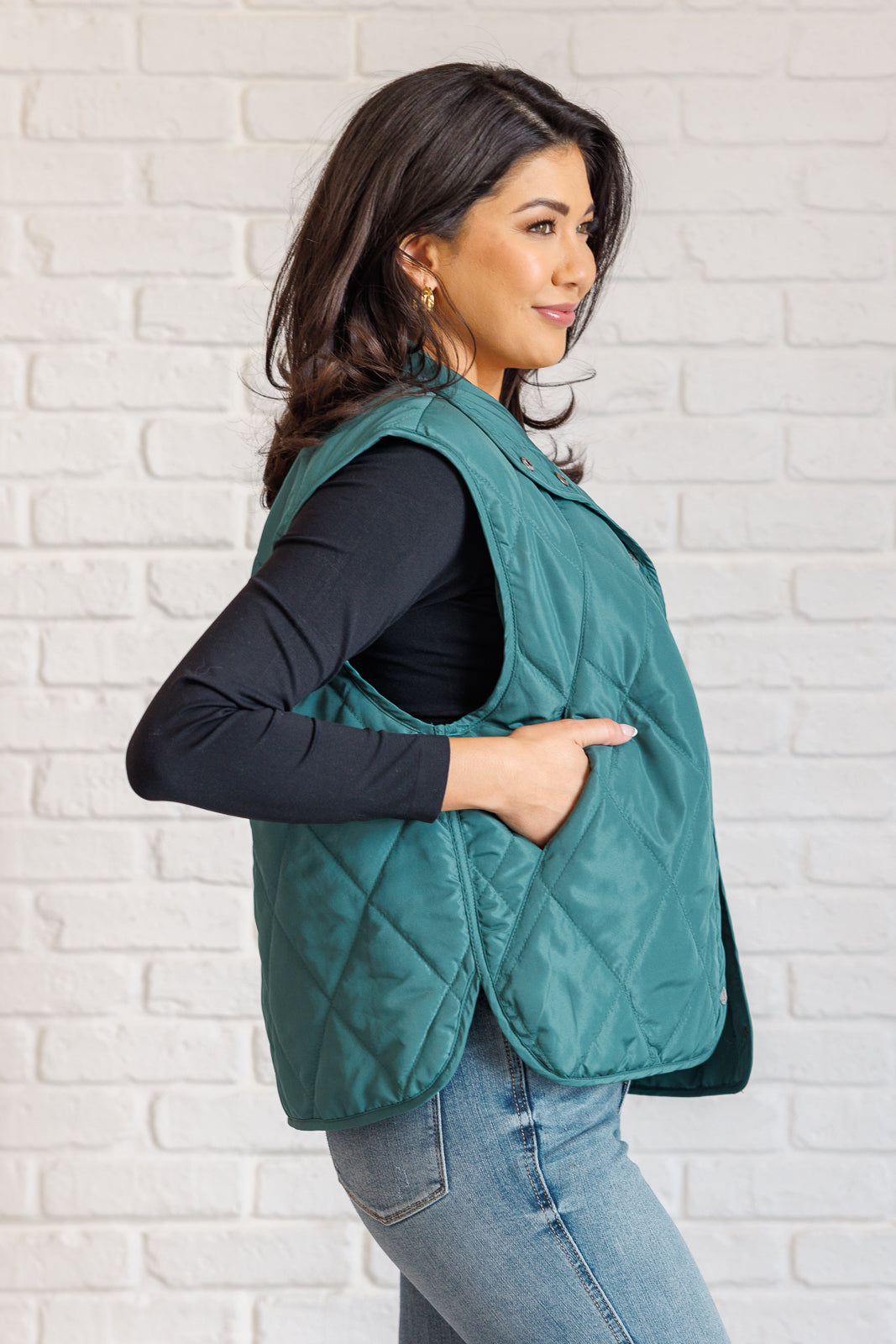 Haptics Layering Queen Quilted Puffer Vest in Hunter Green Layers
