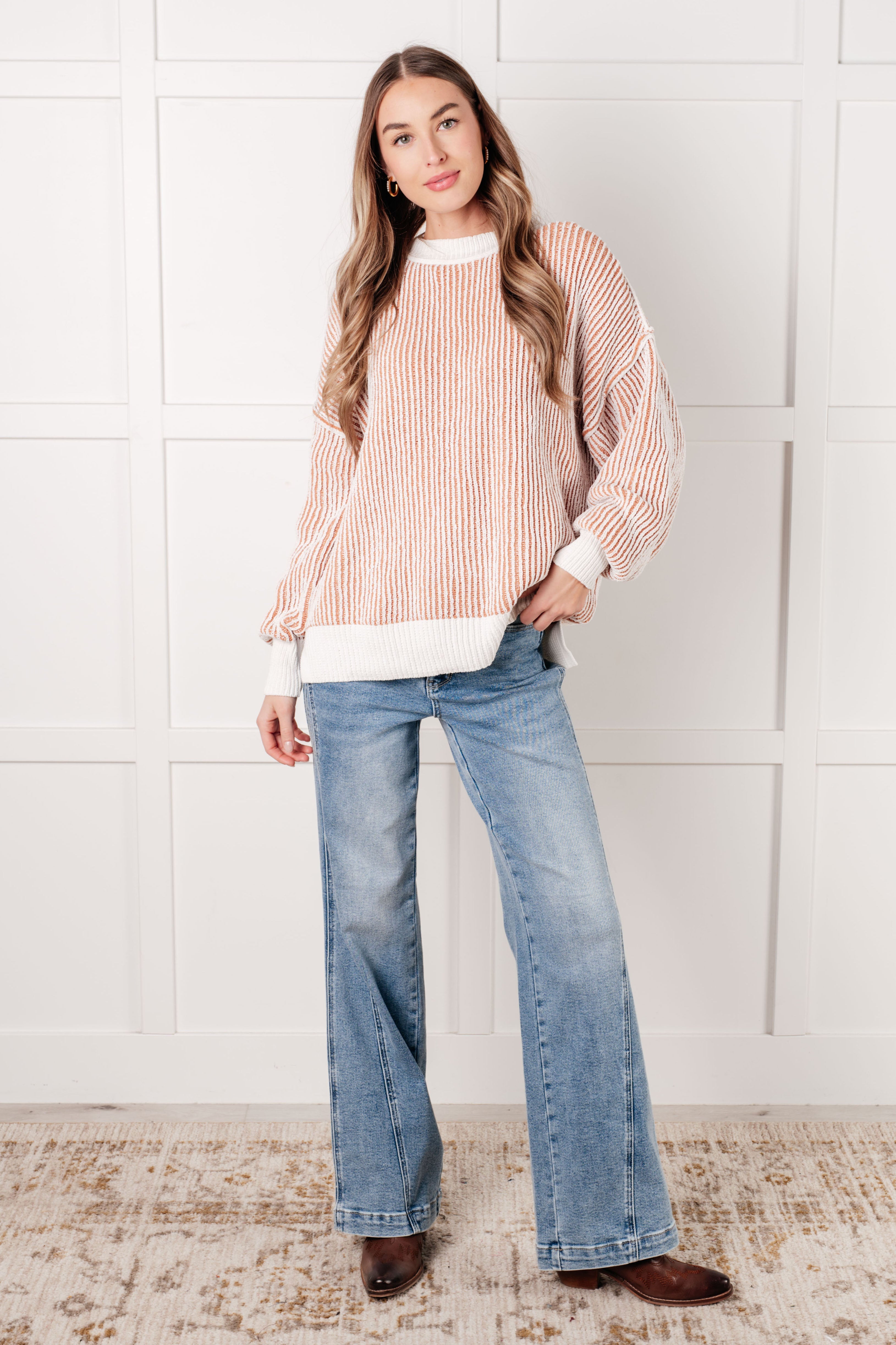 Least High Maintenance Contrast Trim Sweater Tops