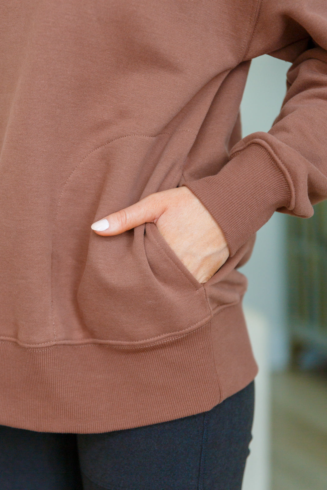 Very J Make No Mistake Mock Neck Pullover in Cocoa Sweaters