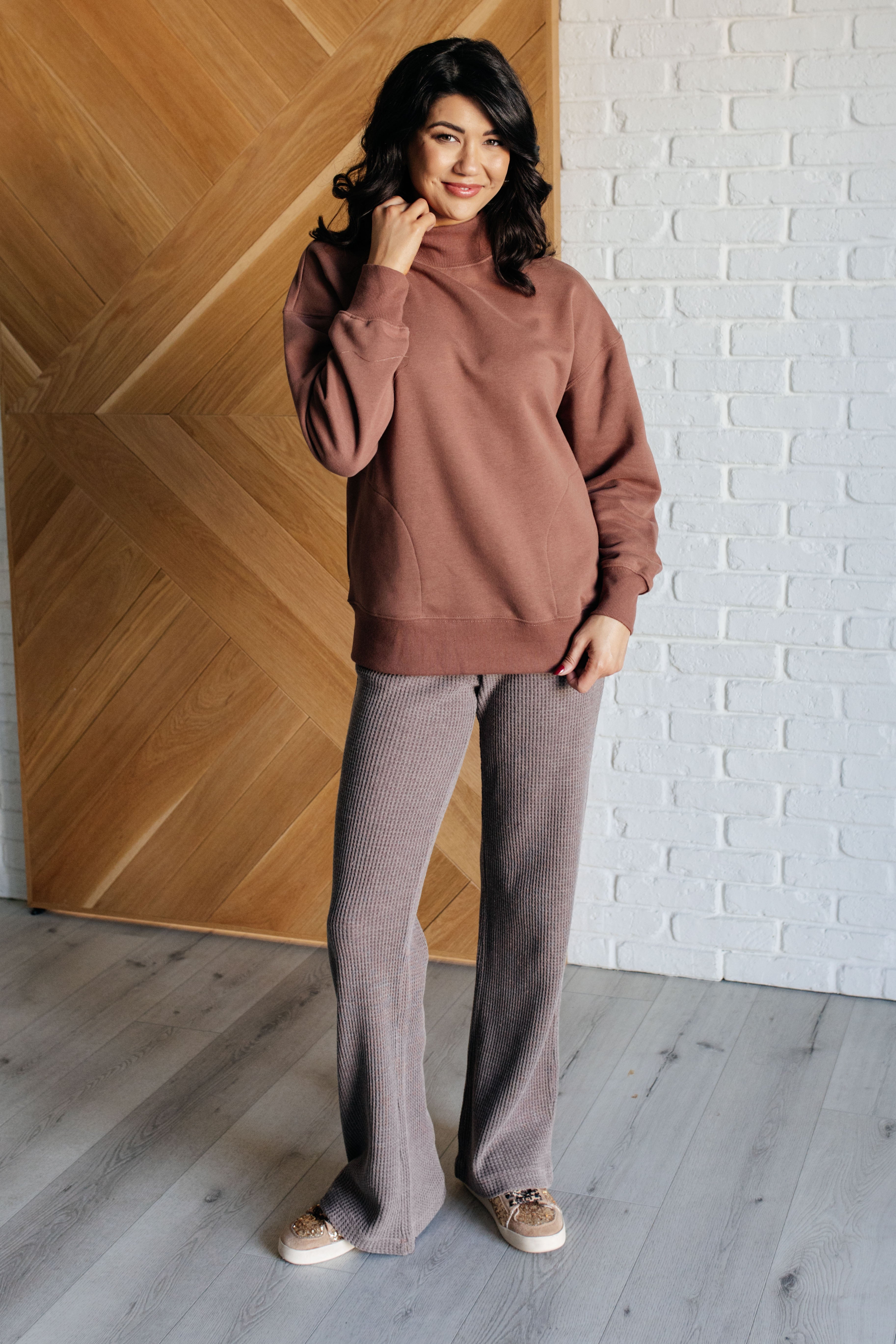 Rae Mode Set Process Mineral Wash Waffle Knit Pants in Brown Pants