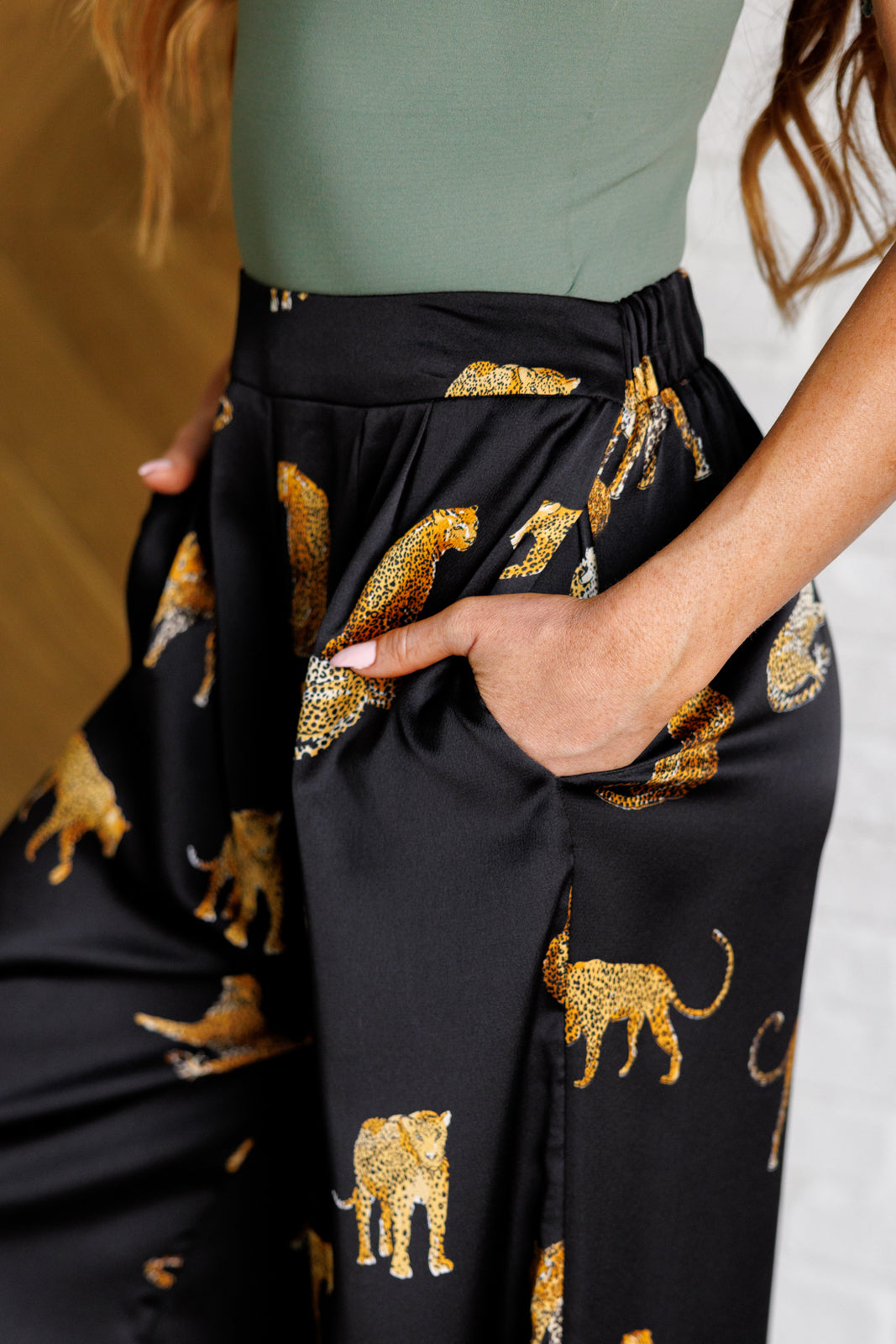 Mittoshop Legendary in Leopard Satin Wide Leg Pants Bottoms