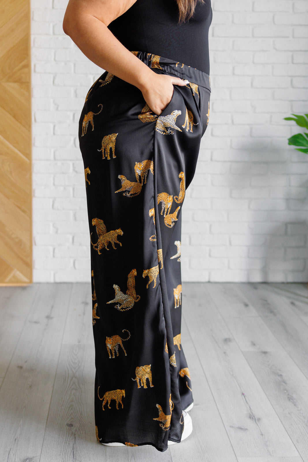 Mittoshop Legendary in Leopard Satin Wide Leg Pants Bottoms
