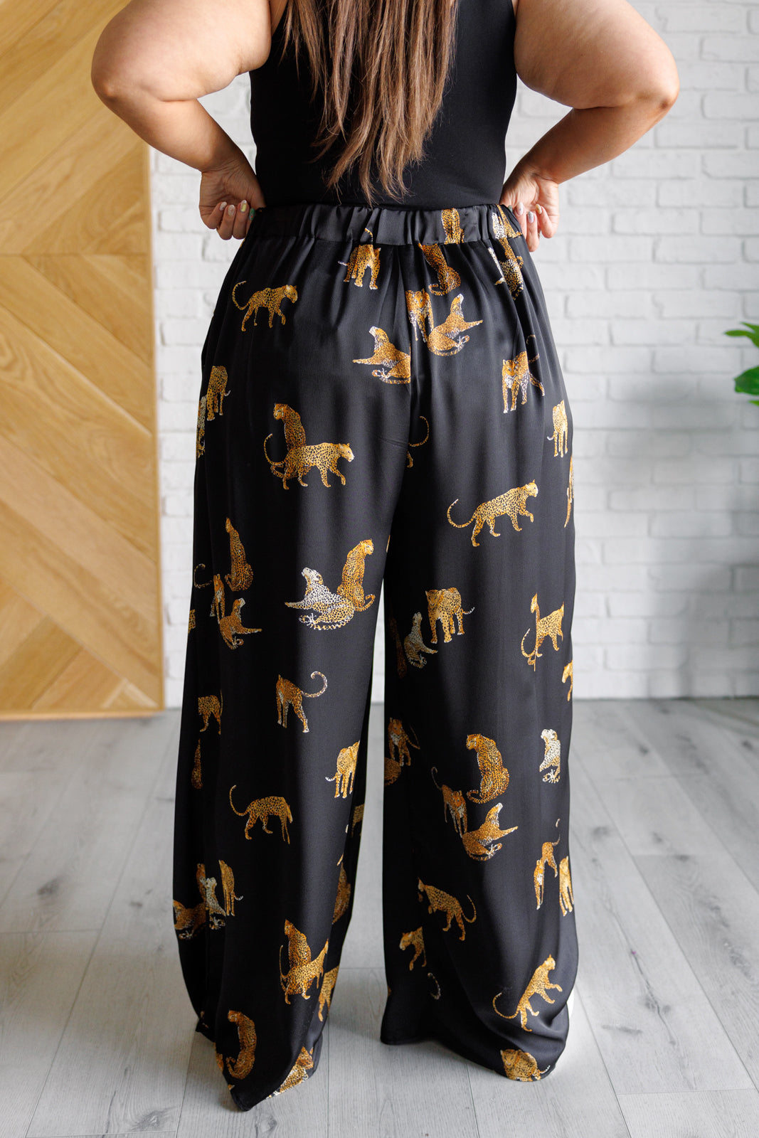 Mittoshop Legendary in Leopard Satin Wide Leg Pants Bottoms