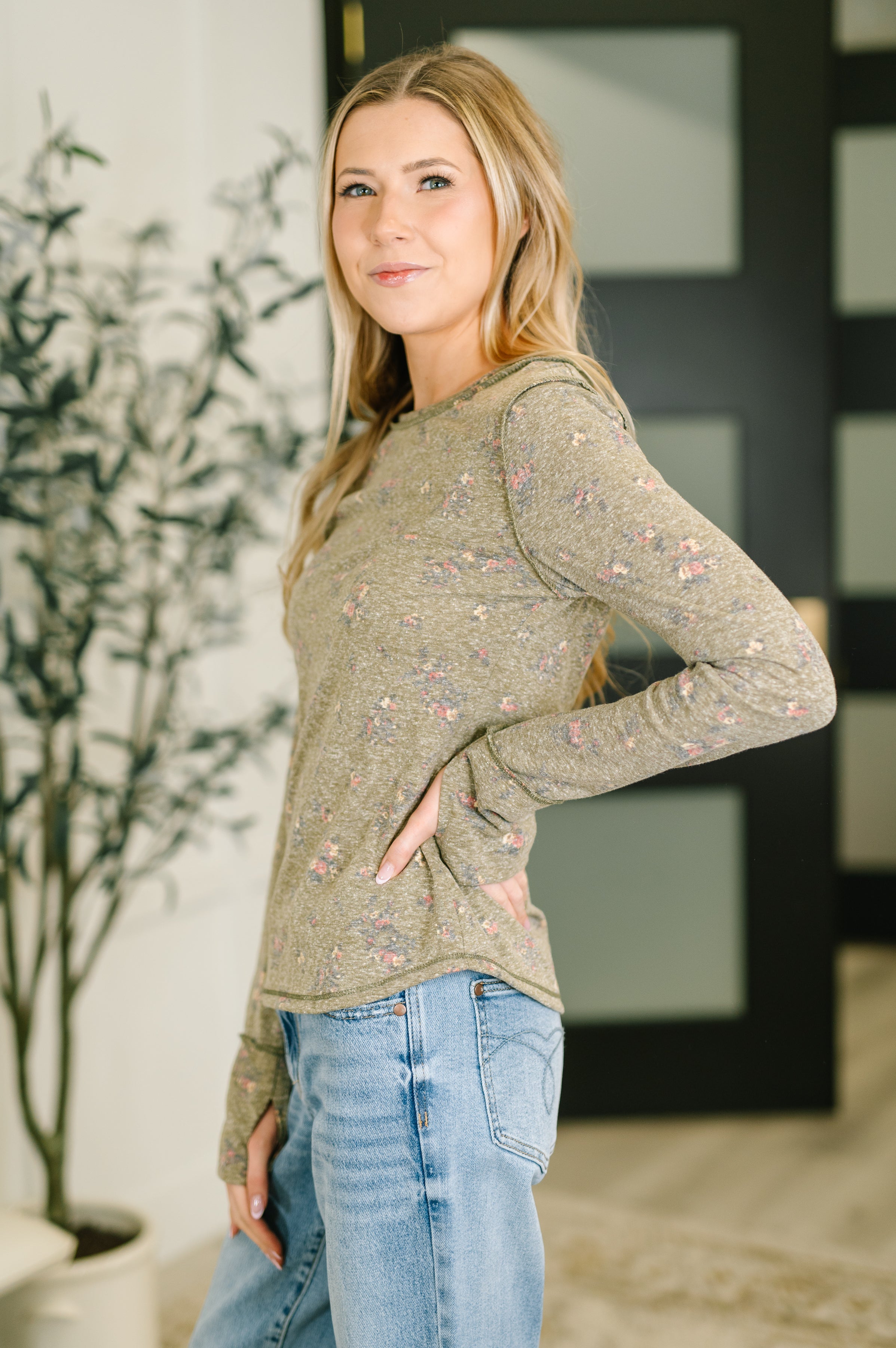 Haptics Literally Obsessed with Me Long Sleeve Top in Olive Womens