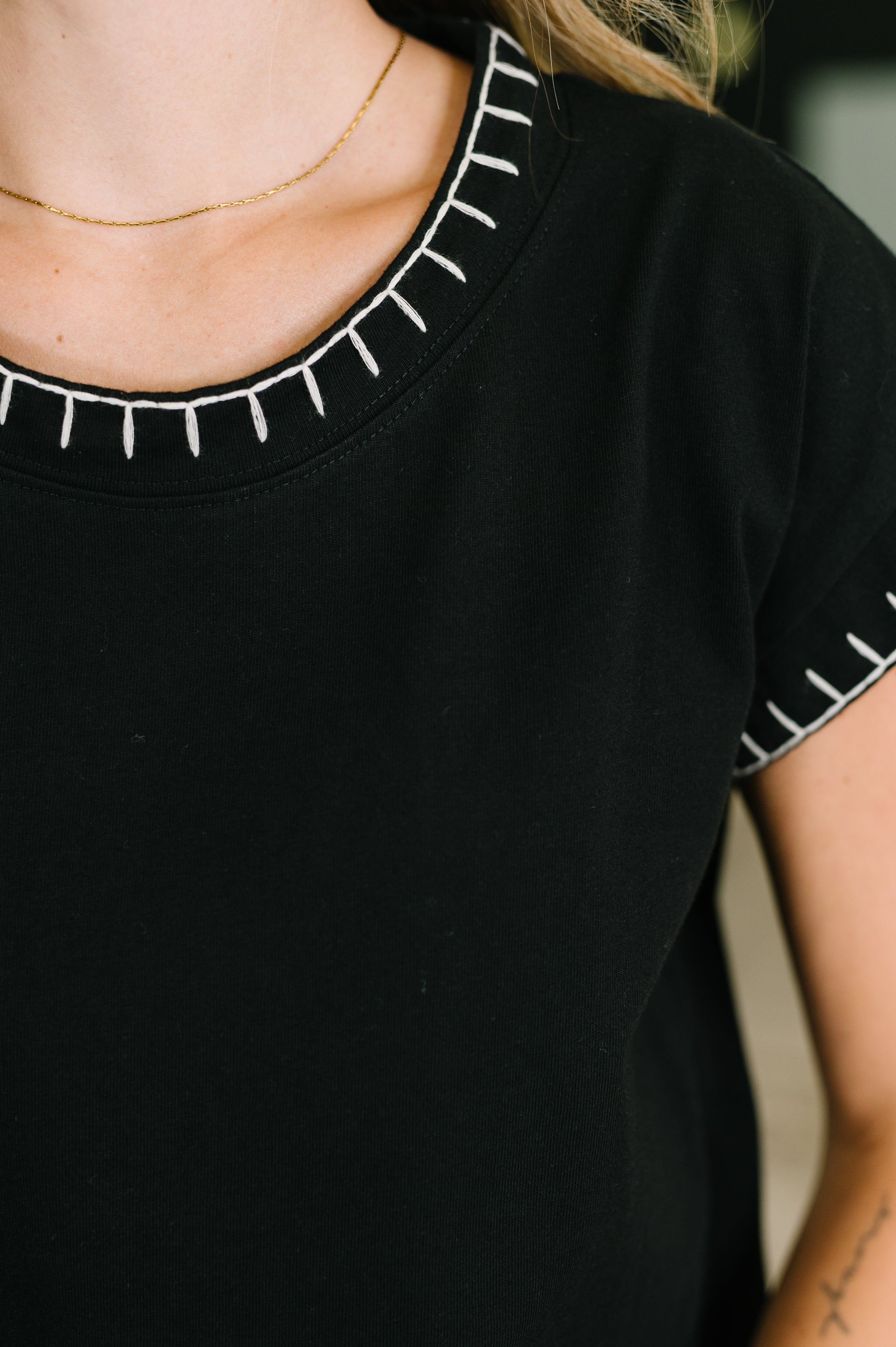 Little Details Trim Detail Top in Black Womens