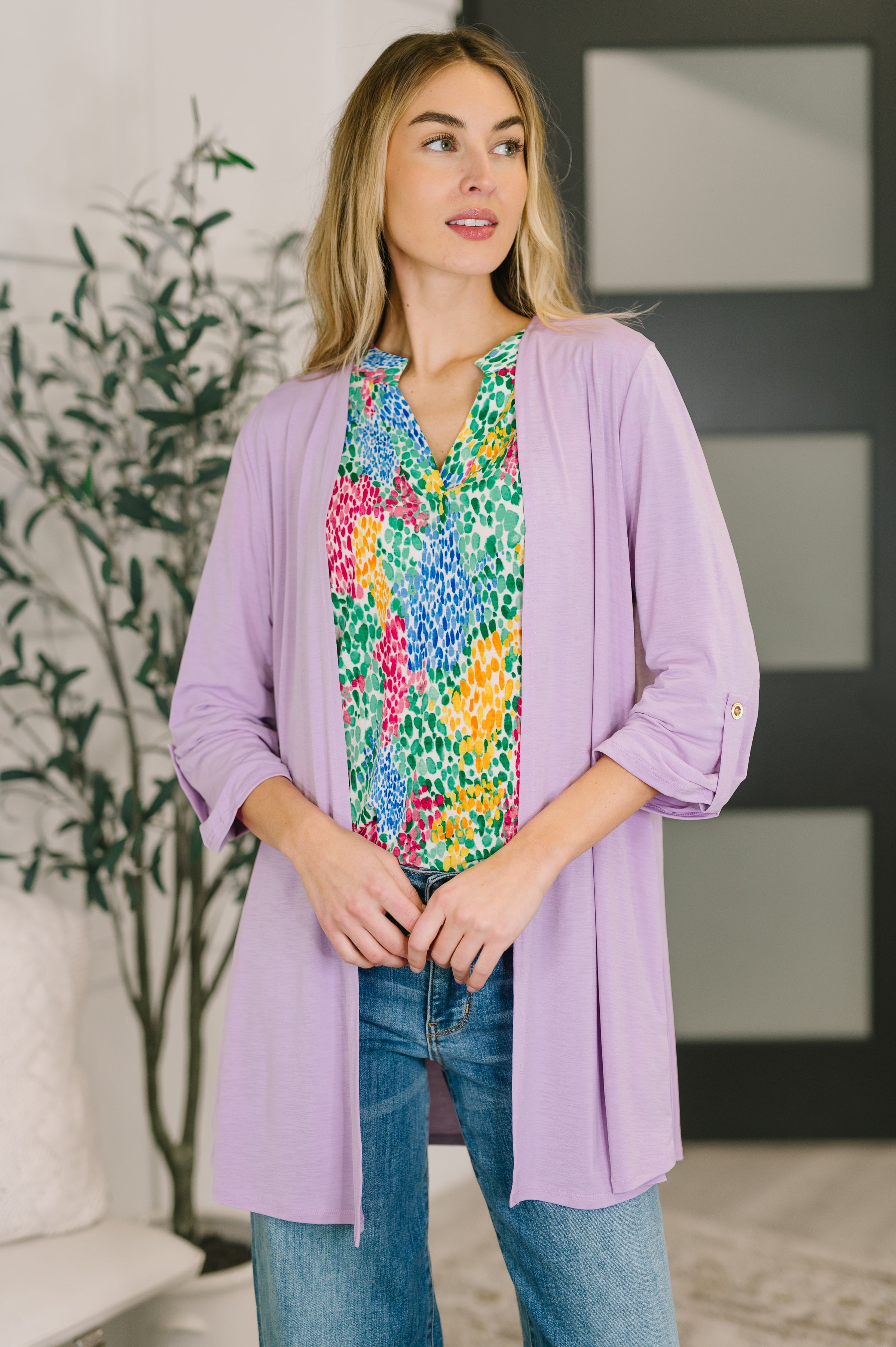 Dear Scarlett Lizzy Cardigan in Orchid Bloom Womens