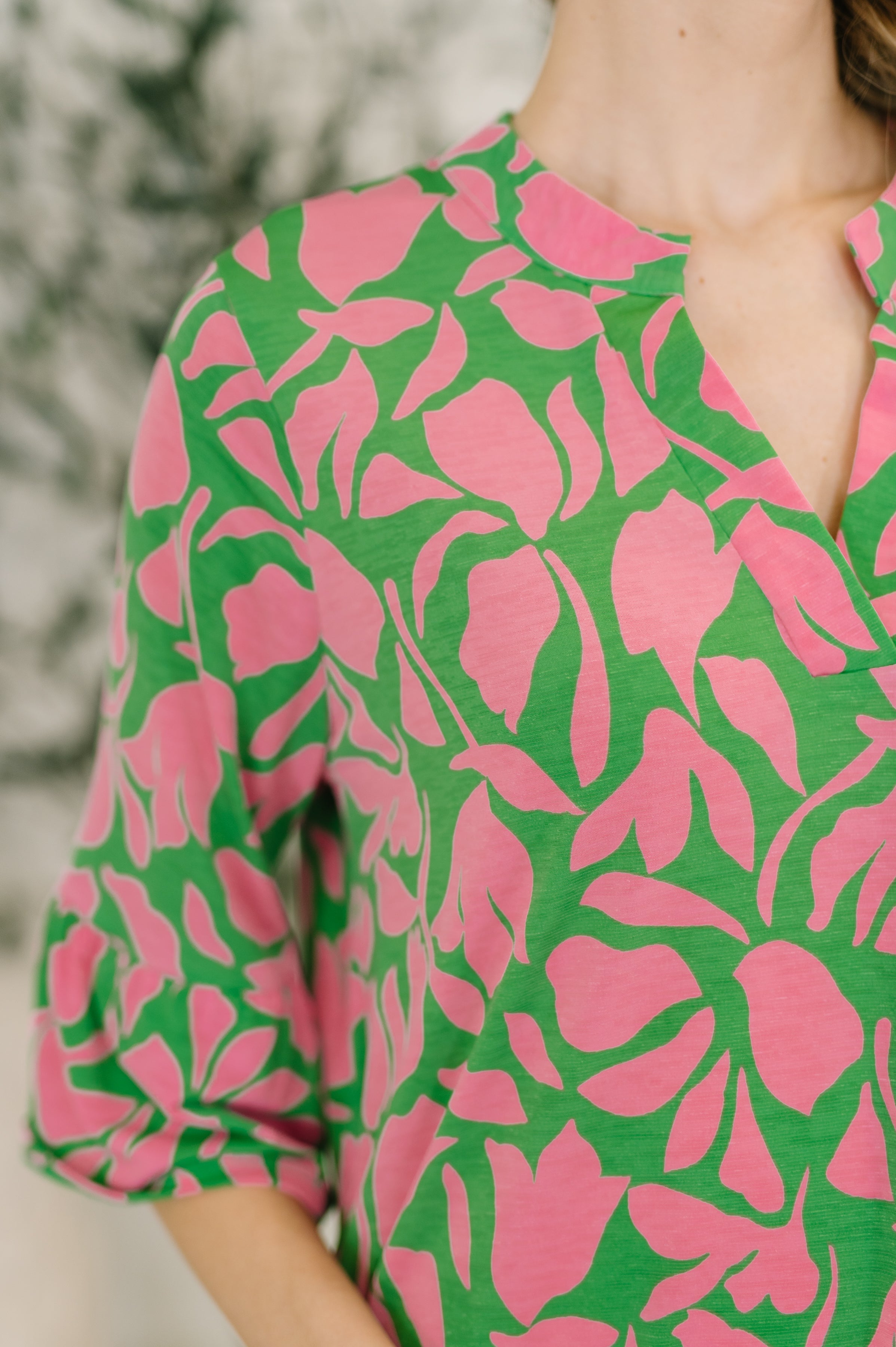 Dear Scarlett Lizzy Sunday Dress in Emerald Abstract Floral Womens