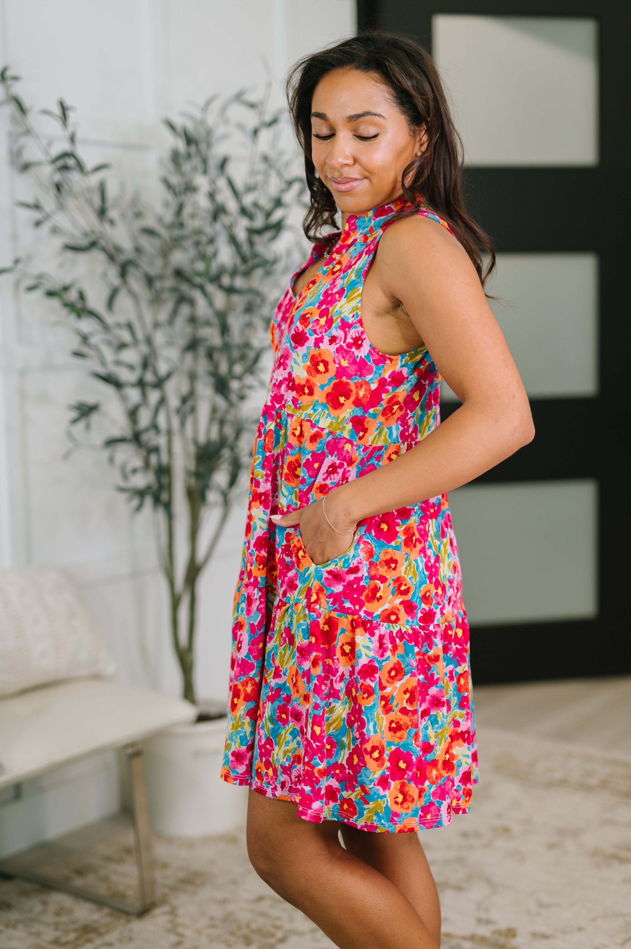 Dear Scarlett Lizzy Three Tier Tank Dress in Morning Glory Womens