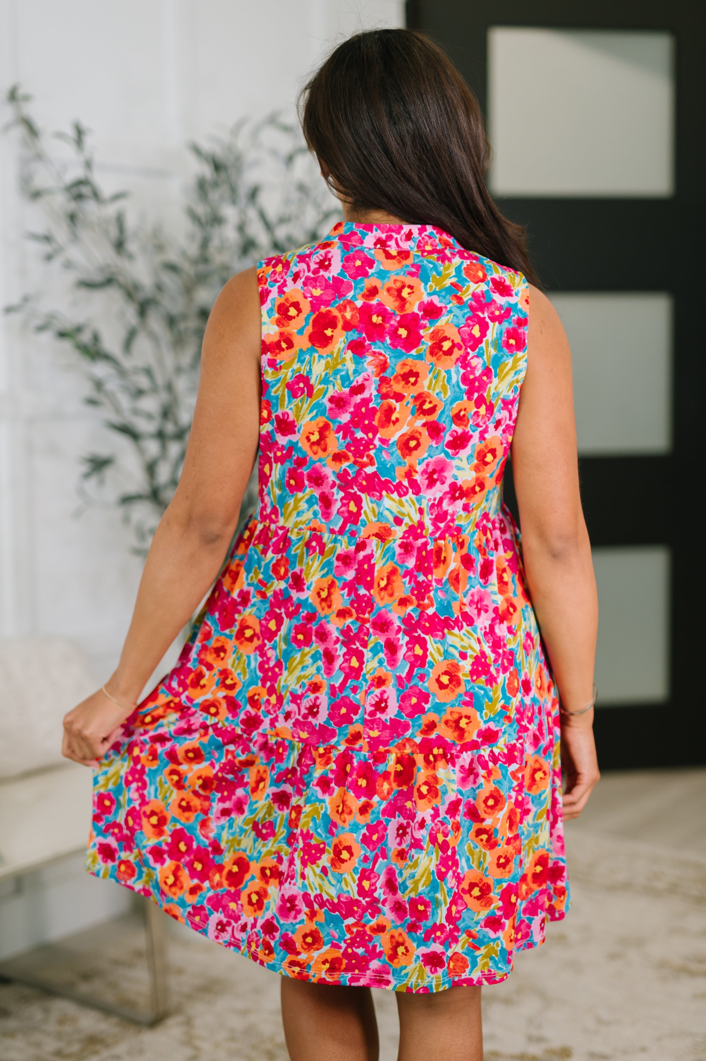 Dear Scarlett Lizzy Three Tier Tank Dress in Morning Glory Womens