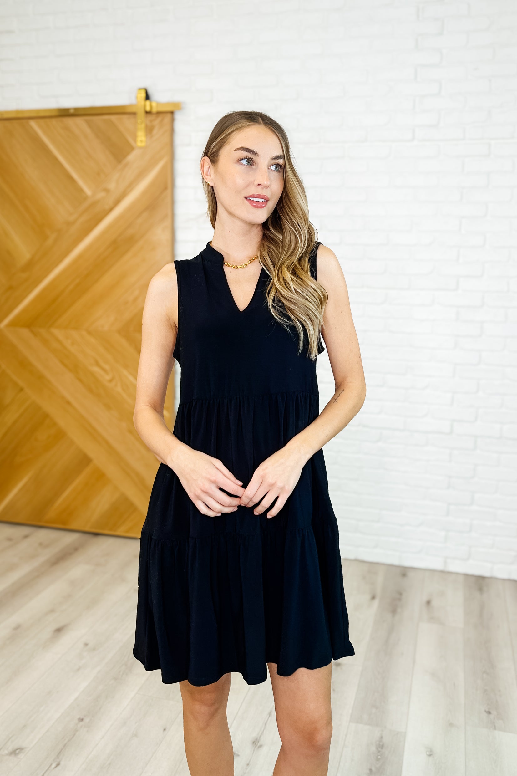 Dear Scarlett Lizzy Tiered Tank Dress in Black Womens