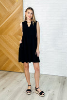 Dear Scarlett Lizzy Tiered Tank Dress in Black Womens