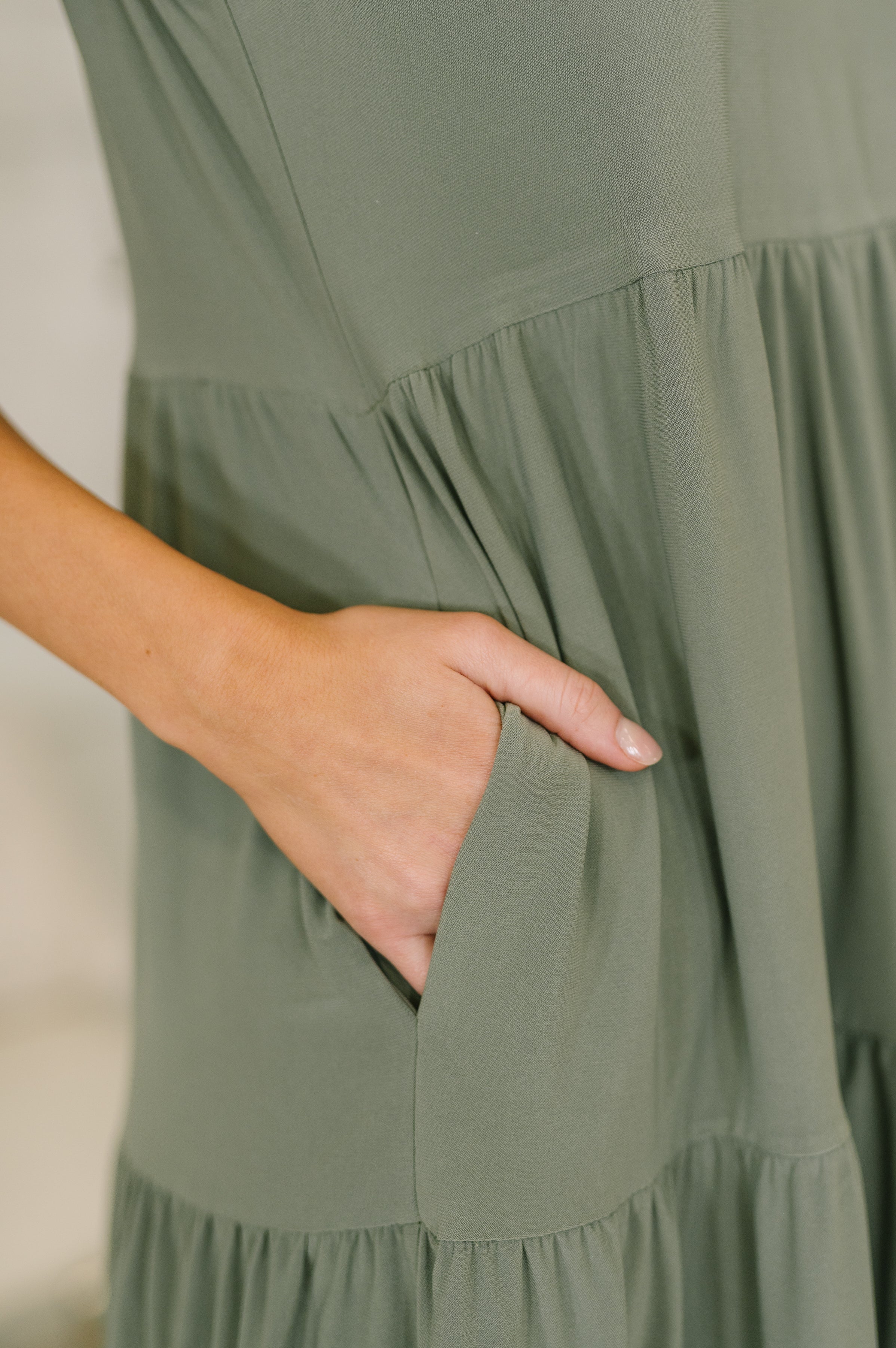 Dear Scarlett Lizzy Tiered Tank Dress in Pistachio Womens