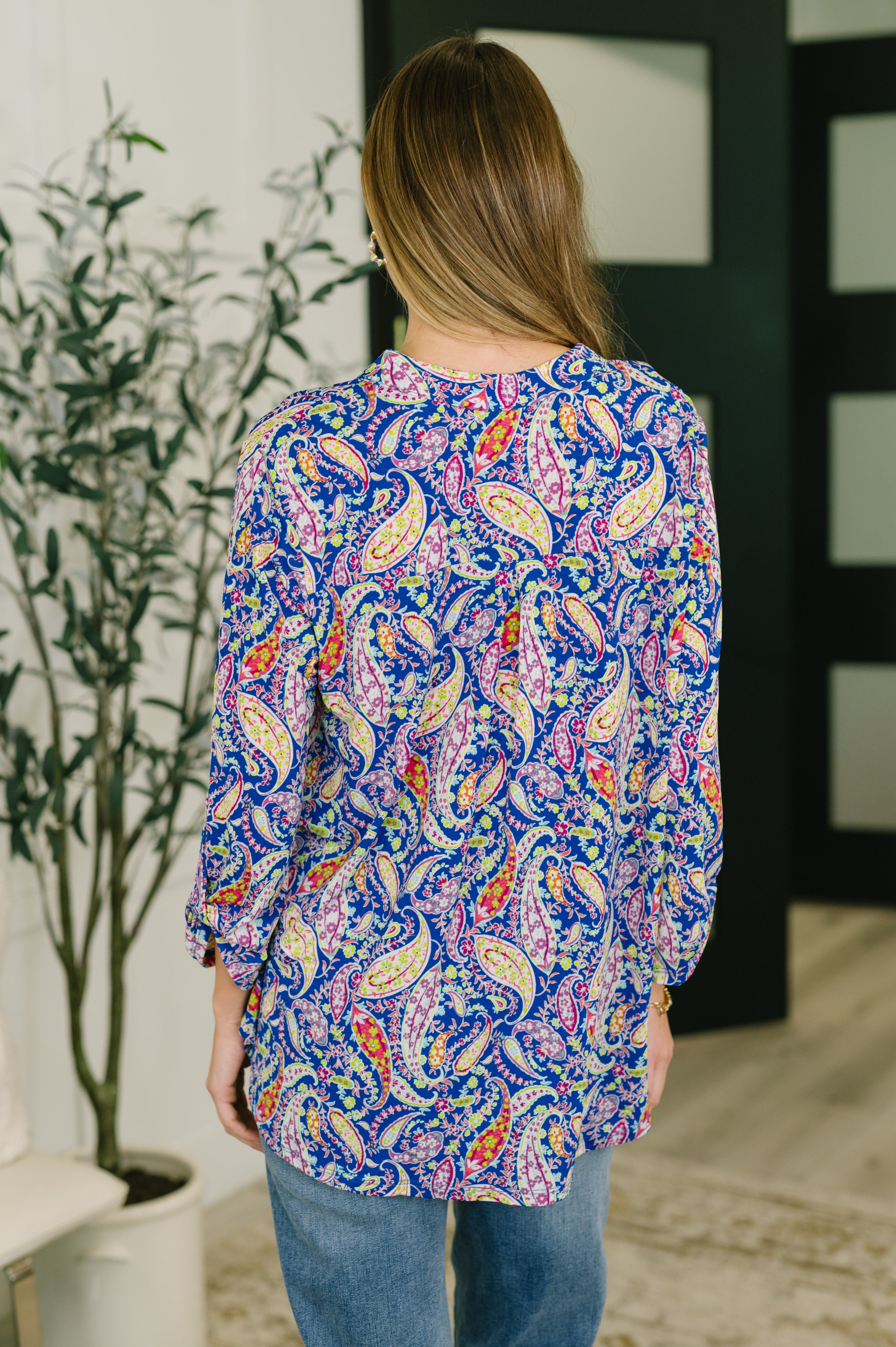 Lizzy Top in Royal Blue Paisley Womens