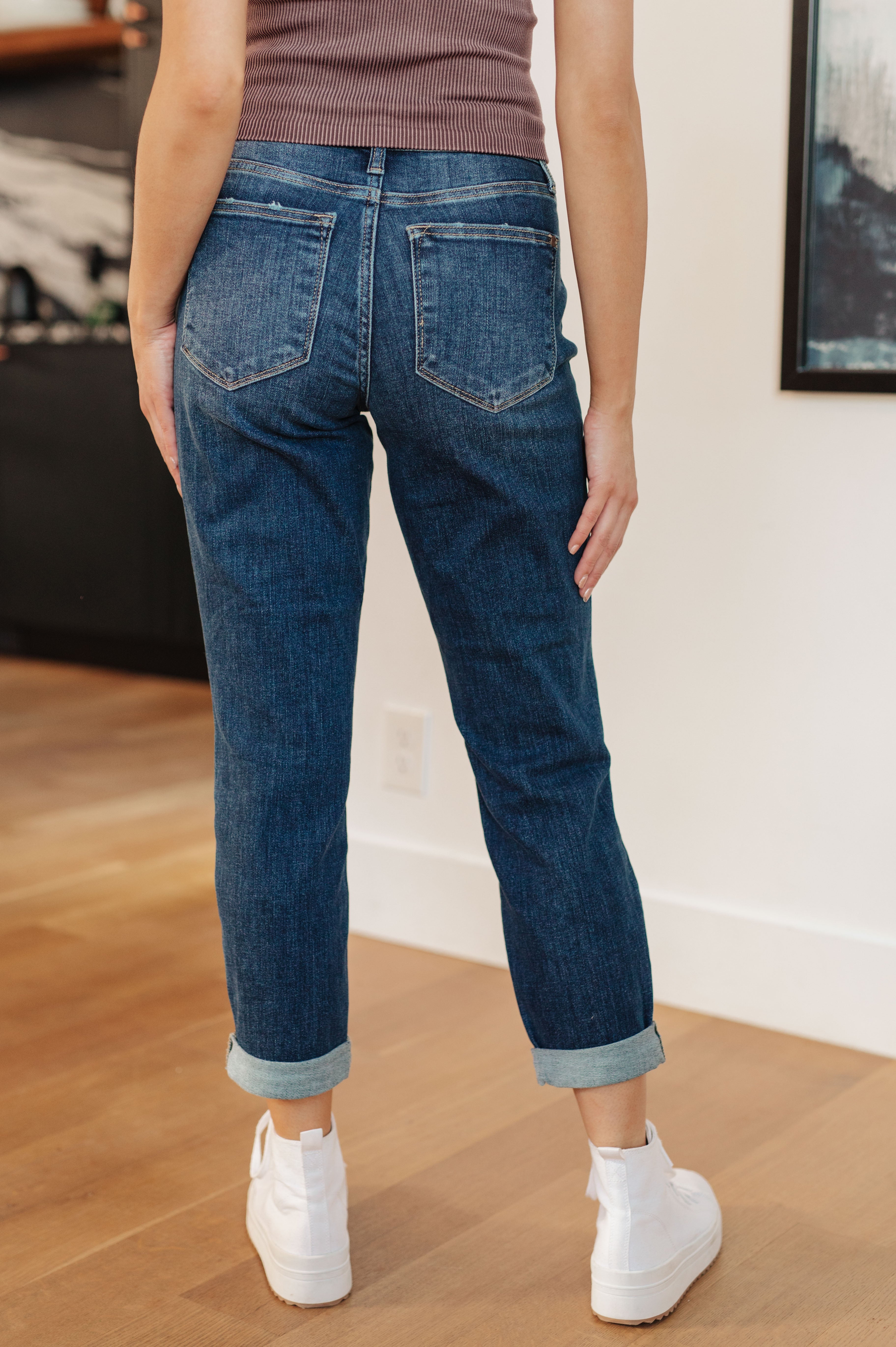 Judy Blue London Midrise Cuffed Boyfriend Jeans Jeans
