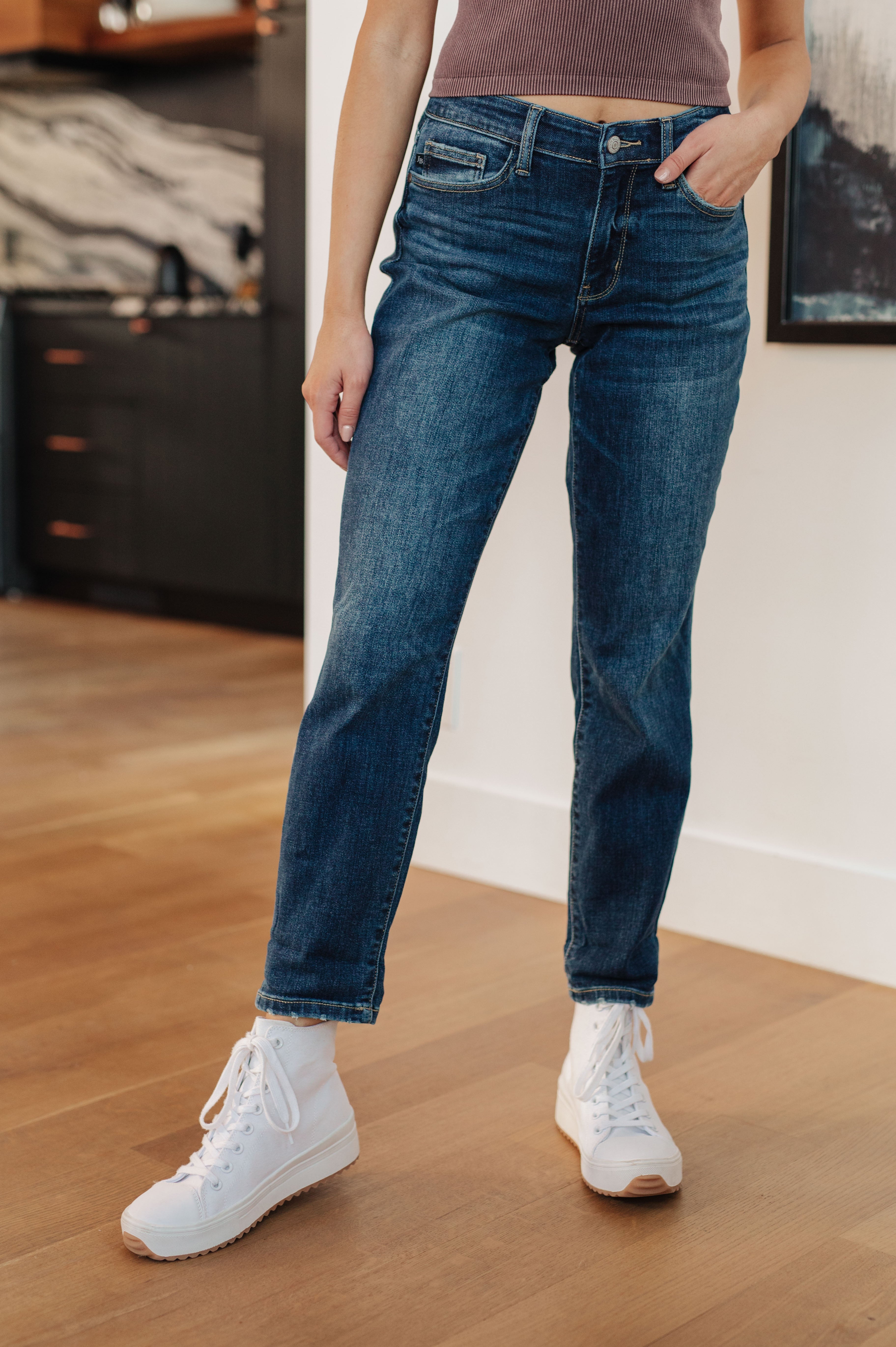 Judy Blue London Midrise Cuffed Boyfriend Jeans Jeans