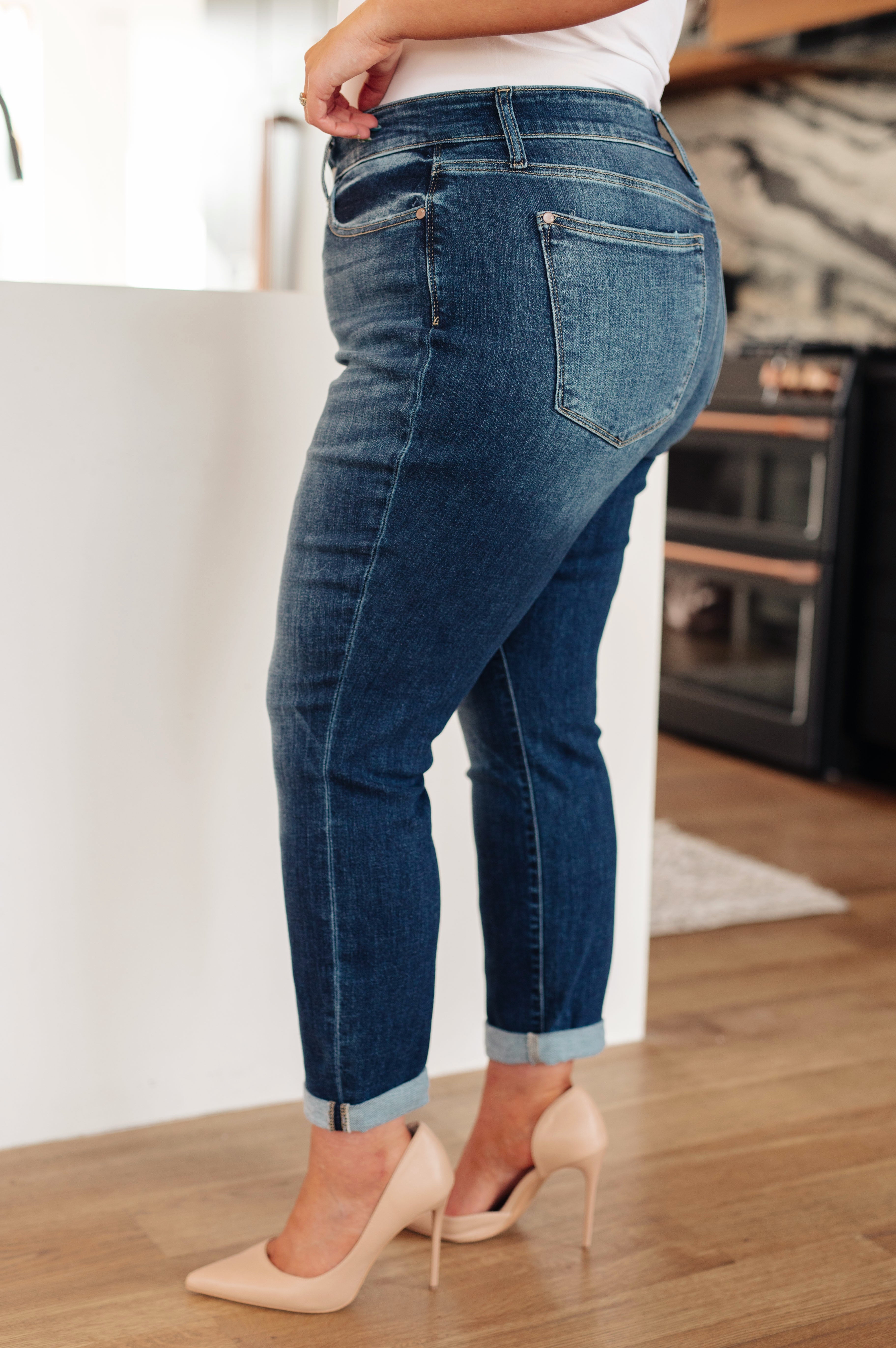 Judy Blue London Midrise Cuffed Boyfriend Jeans Jeans