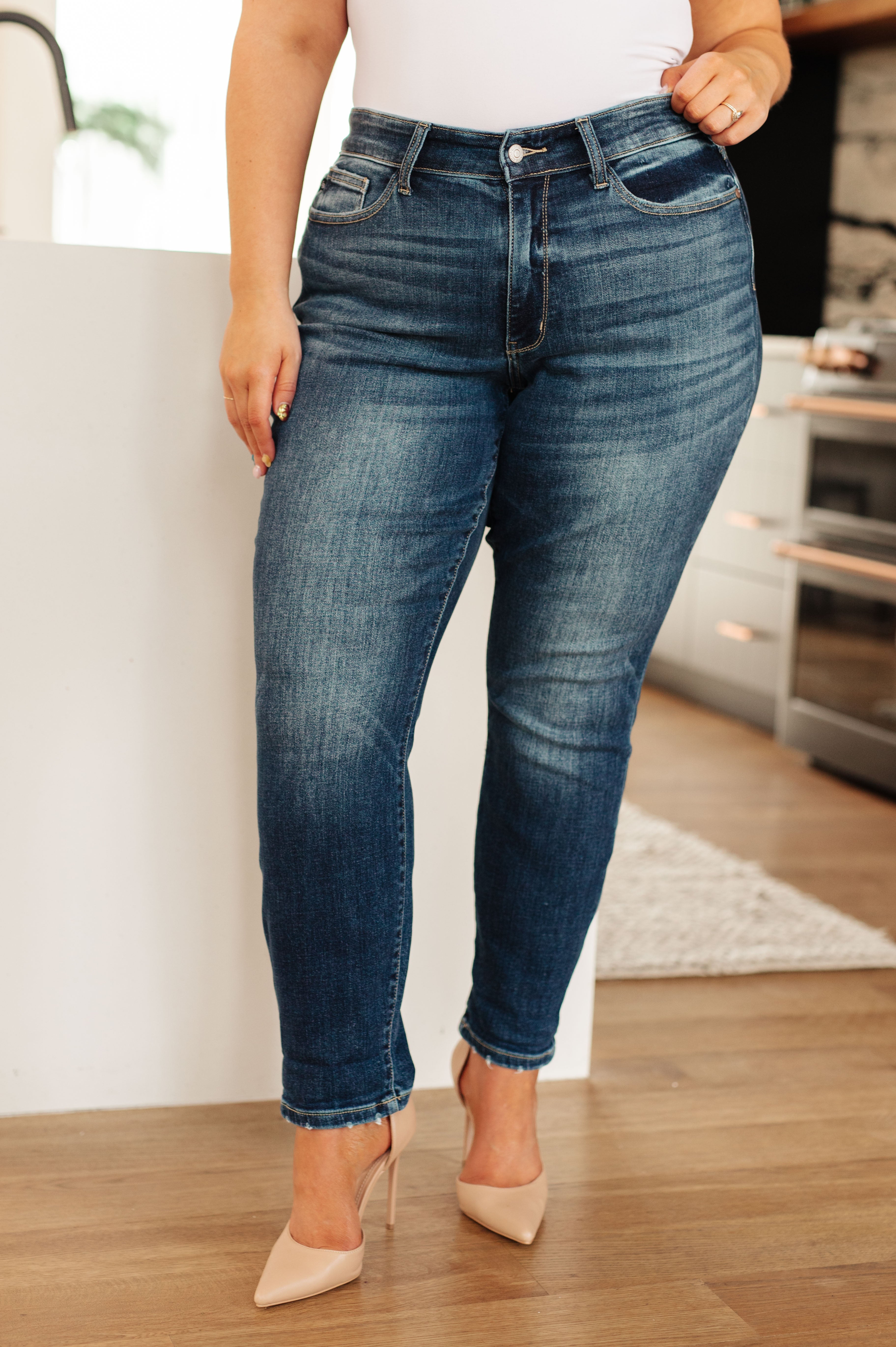 Judy Blue London Midrise Cuffed Boyfriend Jeans Jeans