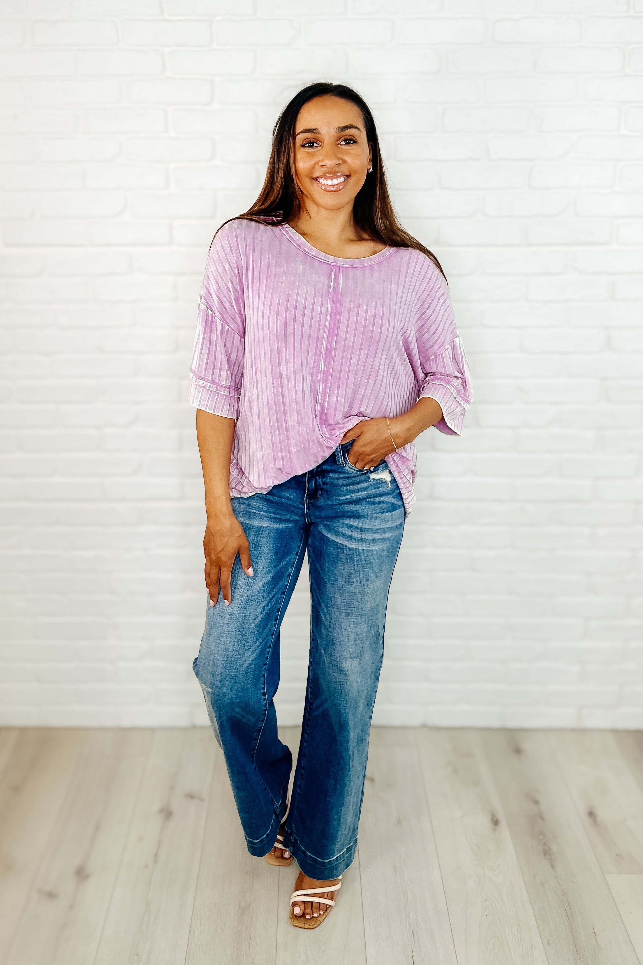Zenana Loosely Speaking Oversized Basic Top in Mauve Womens