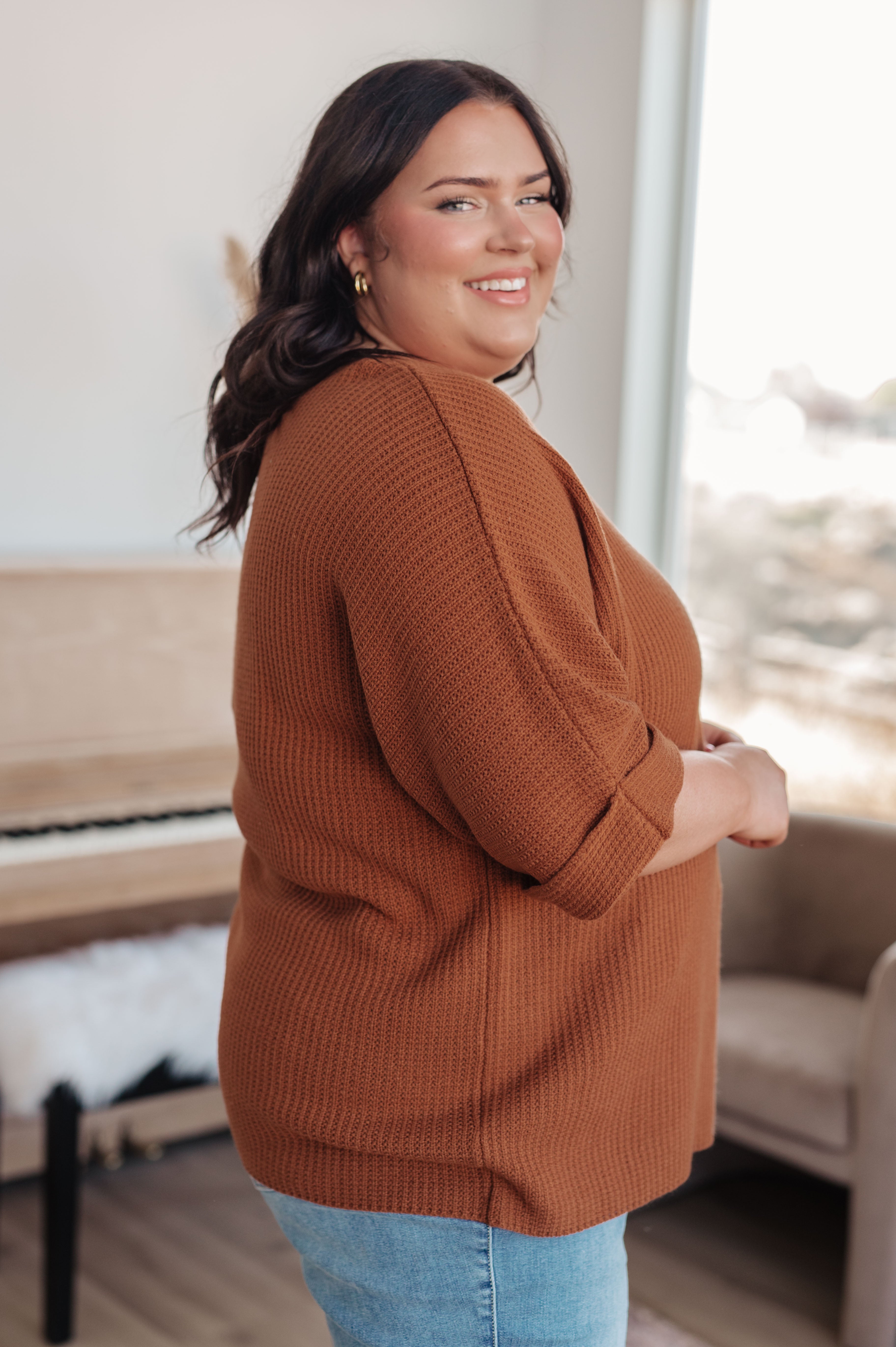 Andree by Unit Lotta Love Knitted Sweater Top in Rust Tops