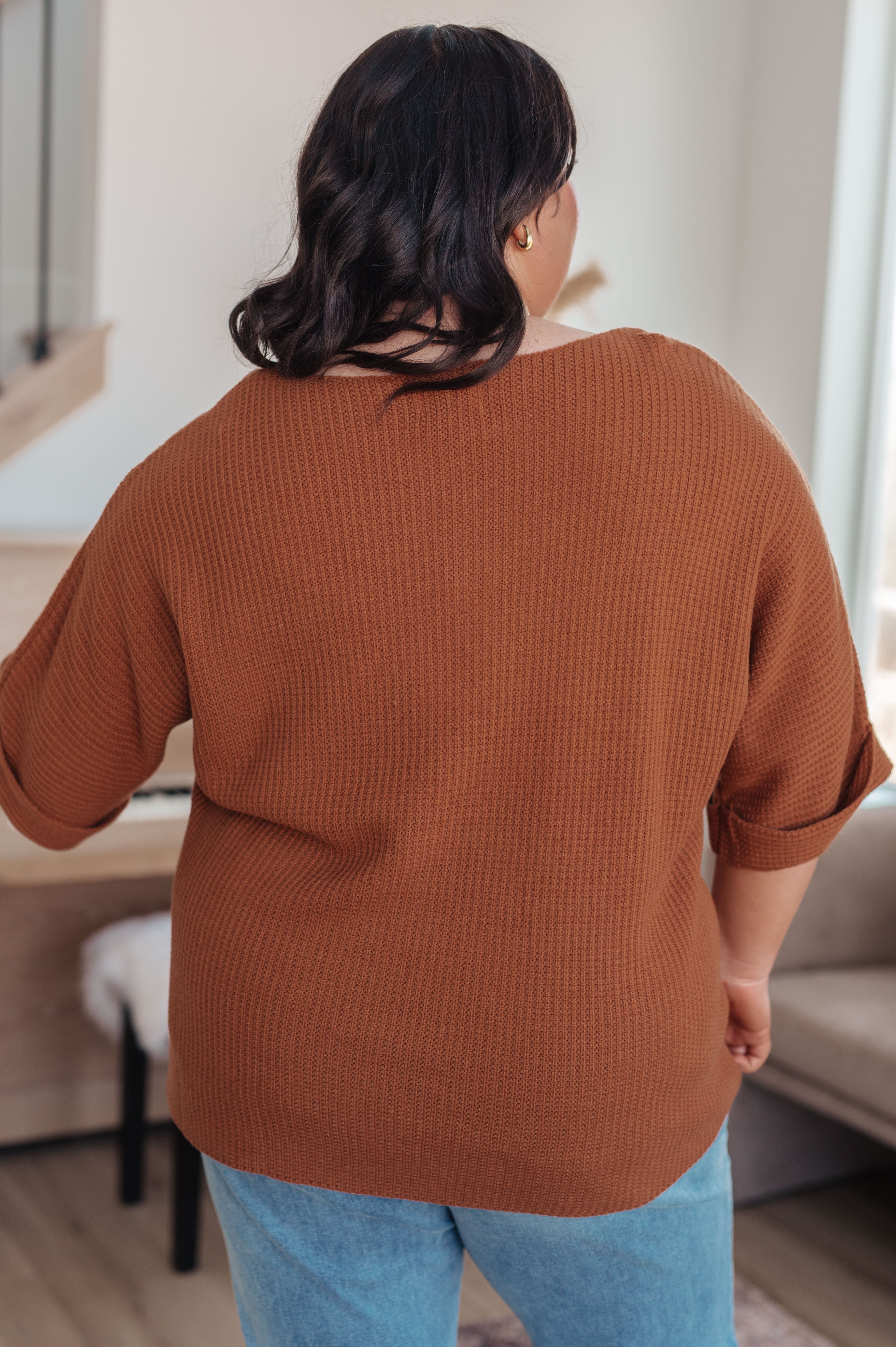 Andree by Unit Lotta Love Knitted Sweater Top in Rust Tops