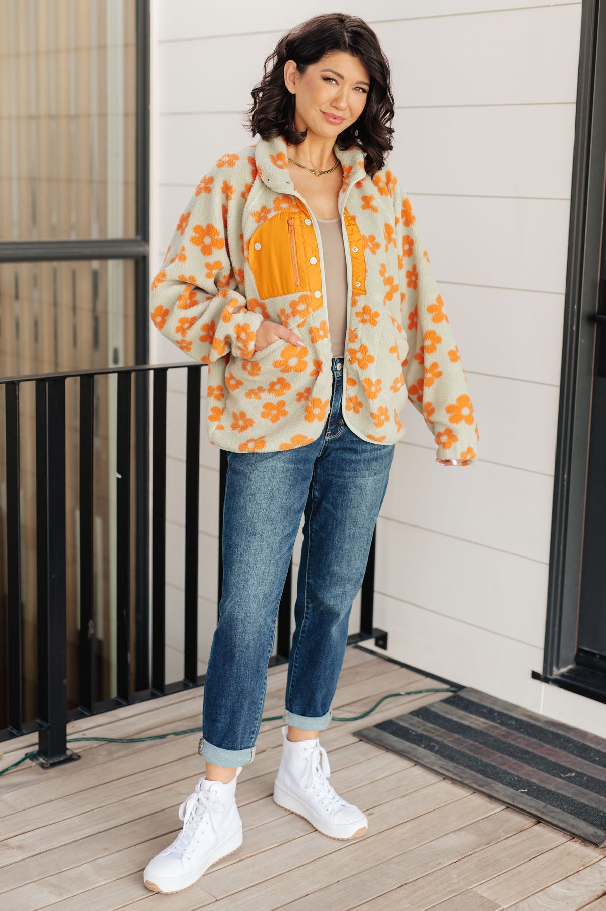 Haptics Love It Don't Leave It Floral Fleece Jacket Jackets