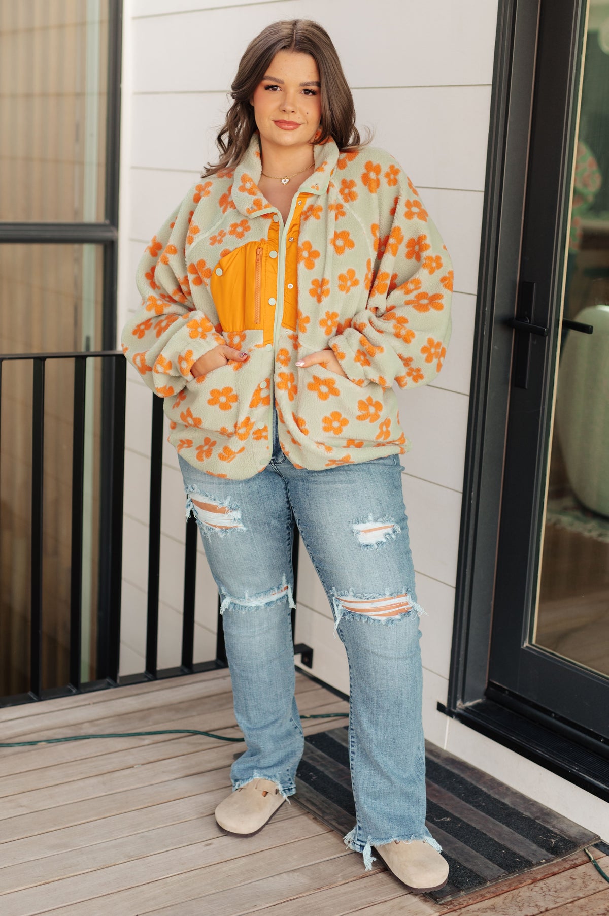 Haptics Love It Don't Leave It Floral Fleece Jacket Jackets