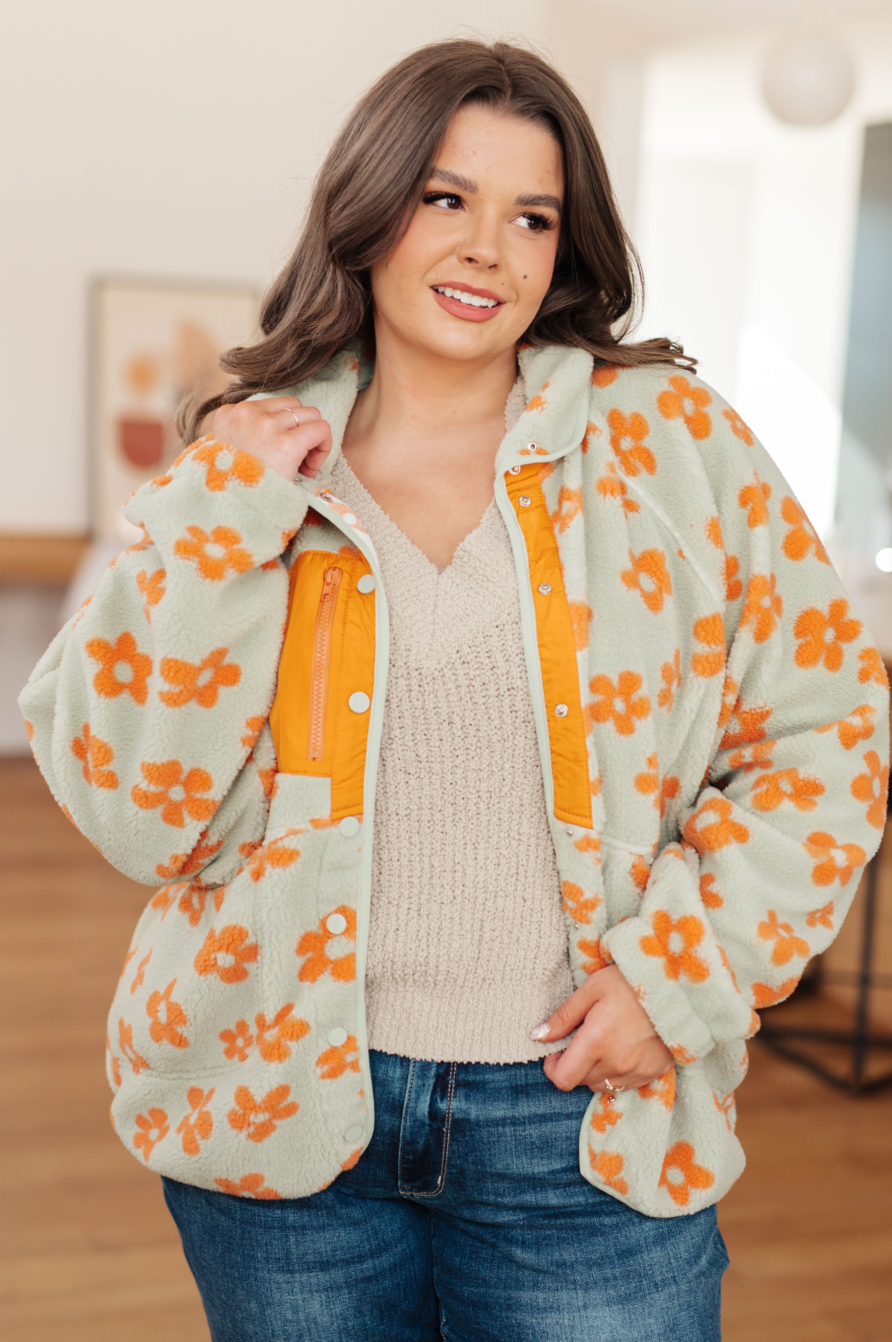 Haptics Love It Don't Leave It Floral Fleece Jacket Layers