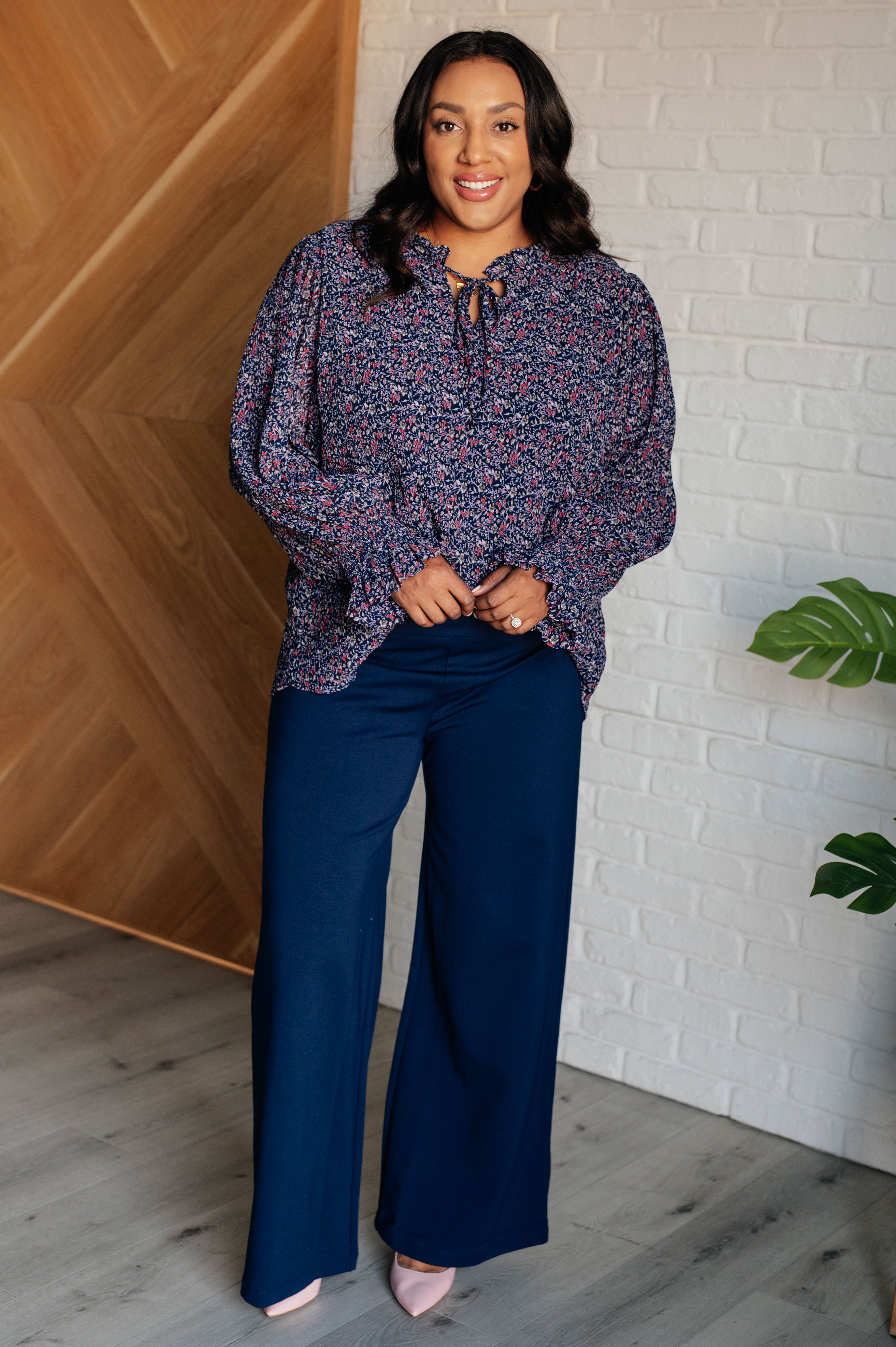 Dear Scarlett Magic Wide Leg Pants in Navy Pants