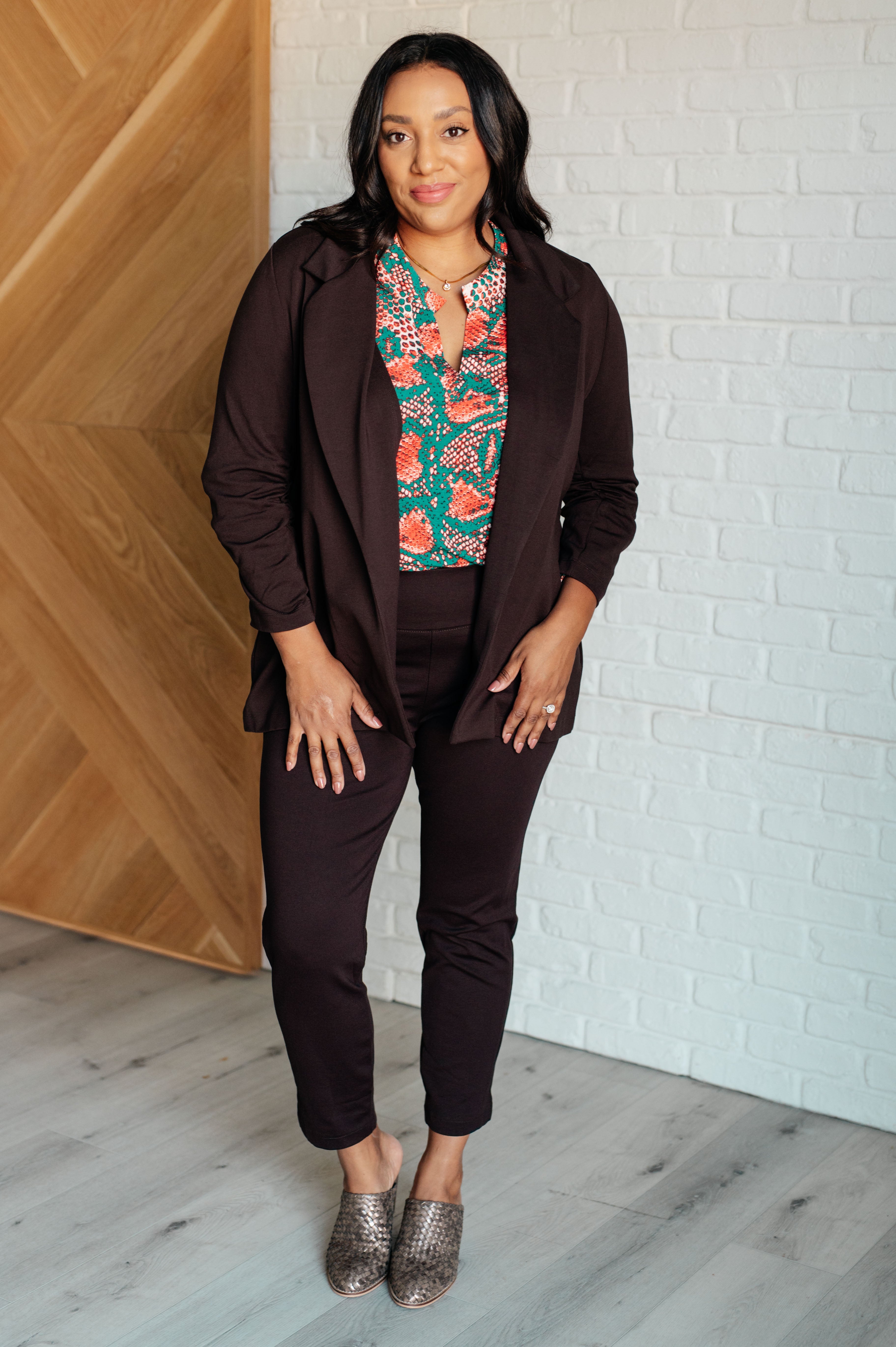 Dear Scarlett Magic 3/4 Blazer in Chocolate Coats & Jackets