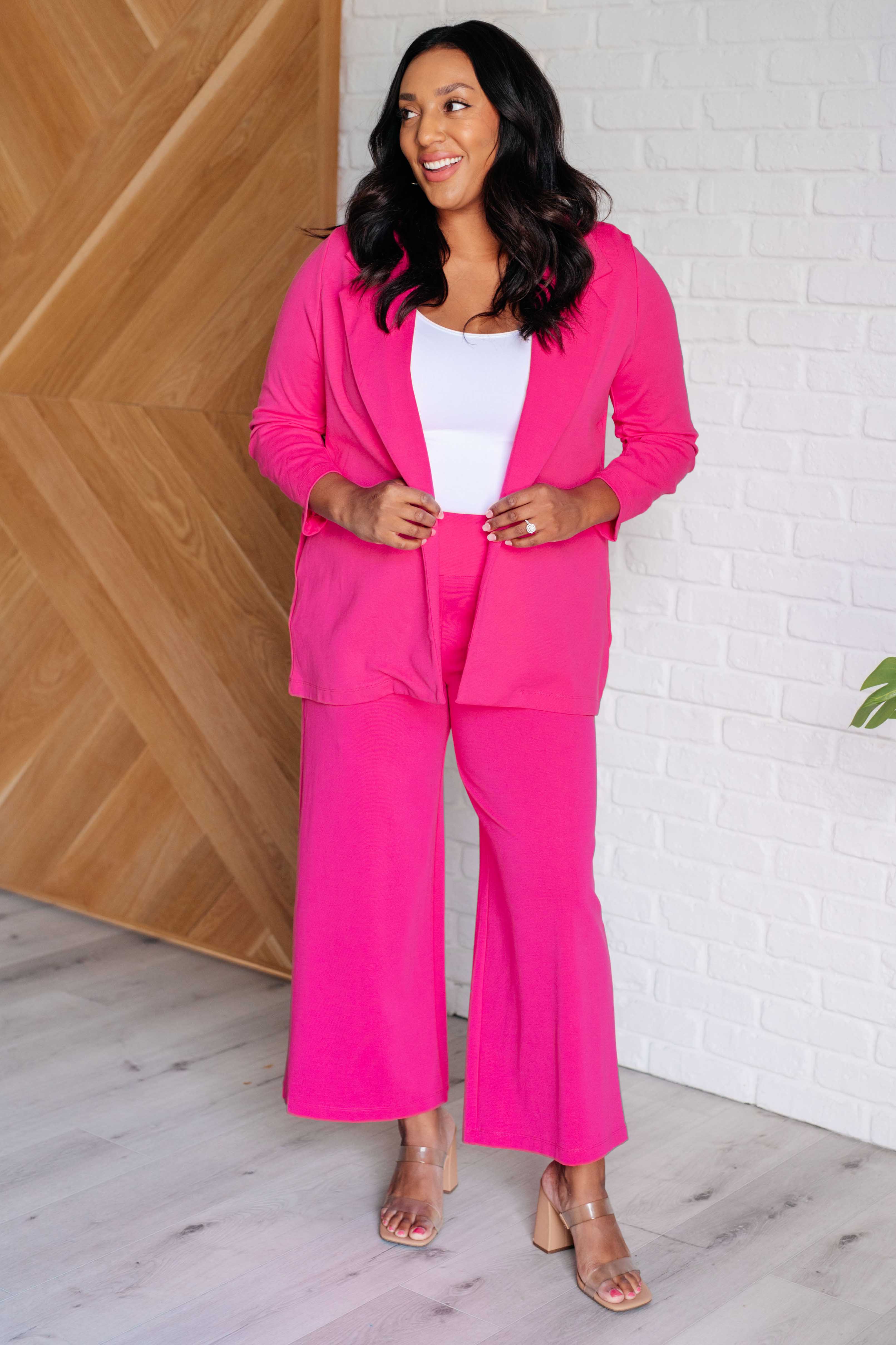 Dear Scarlett Magic 3/4 Blazer in Hot Pink Layers