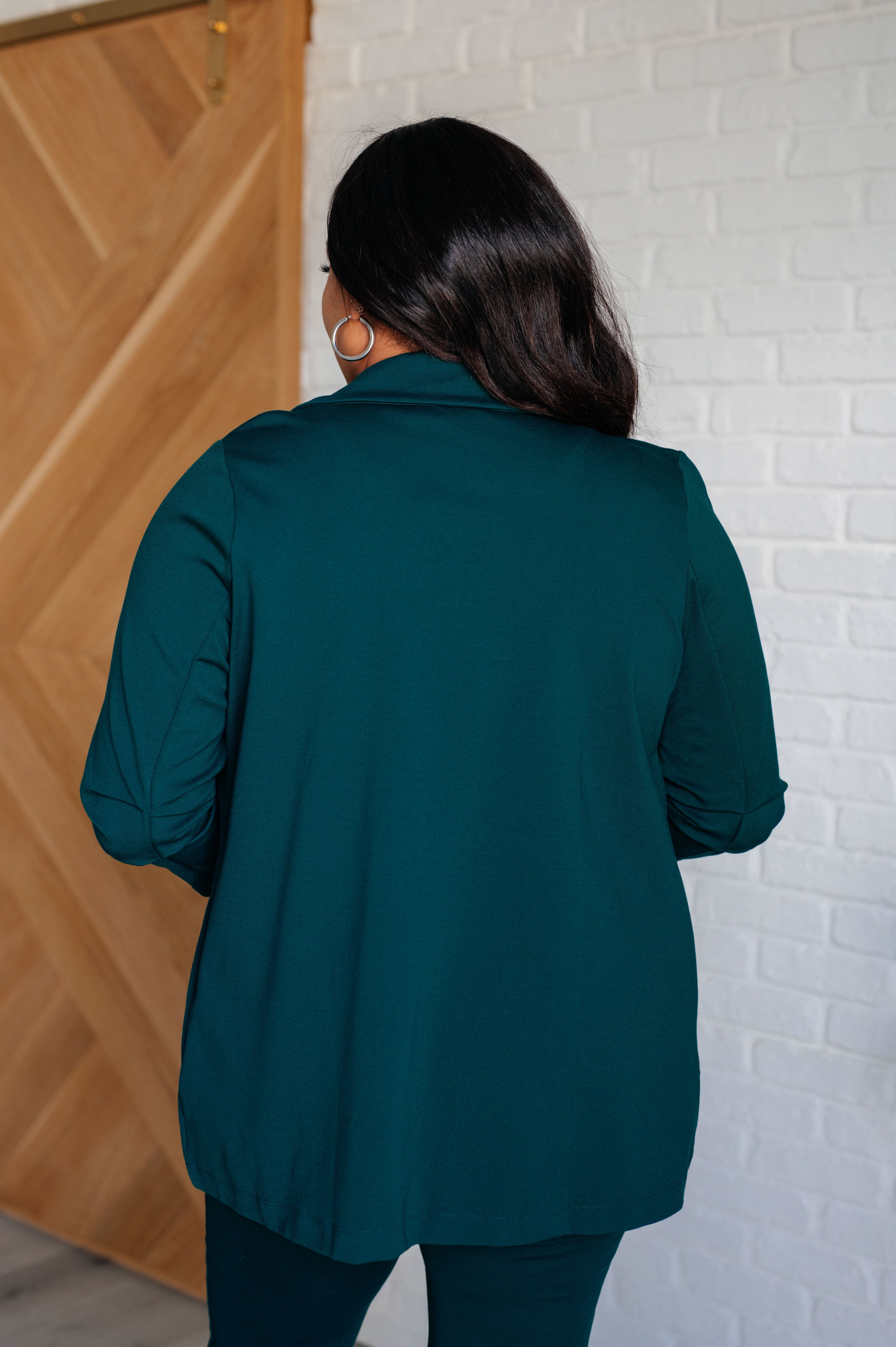 Dear Scarlett Magic 3/4 Blazer in Hunter Green Layers