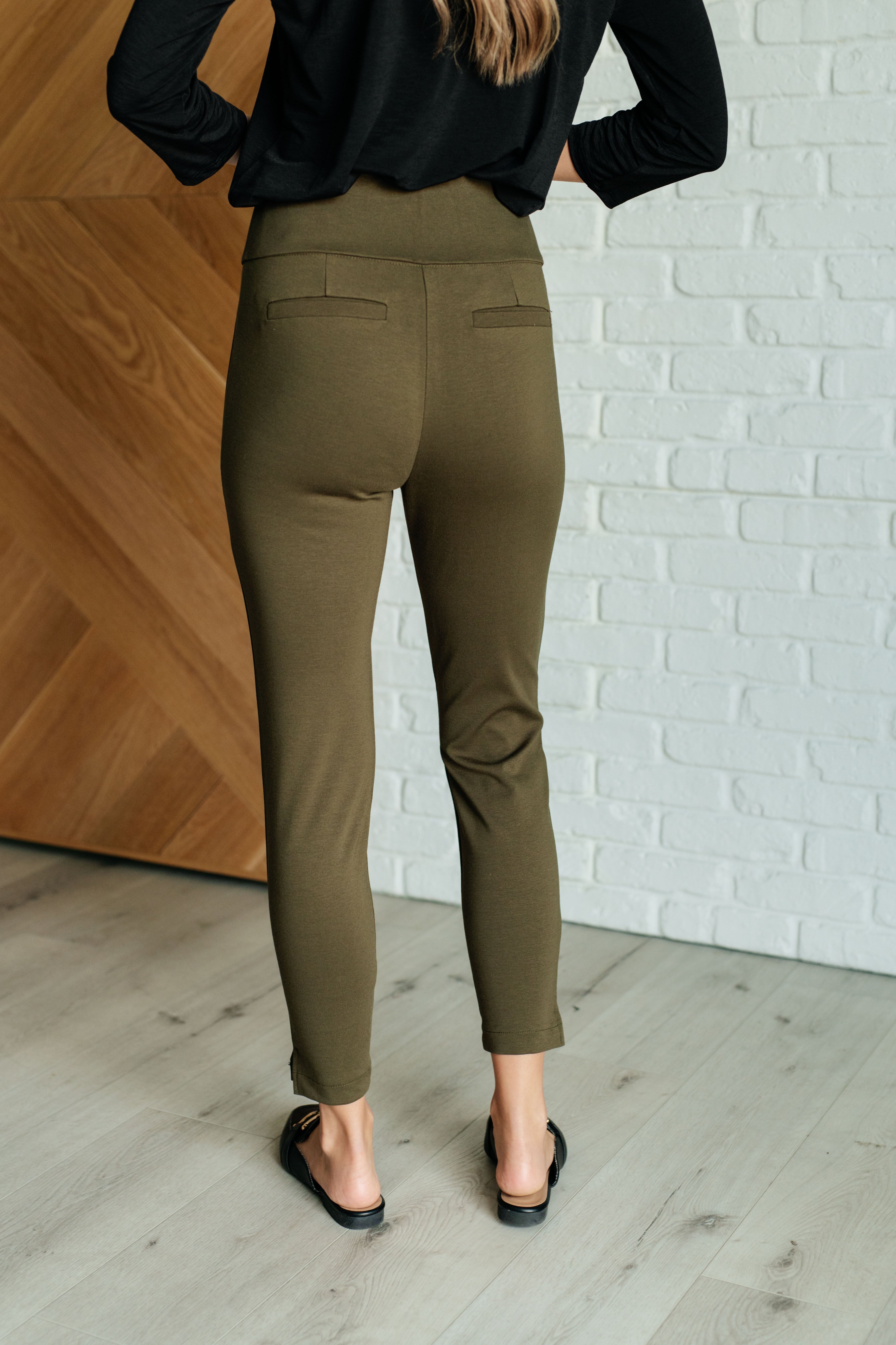 Dear Scarlett Magic Ankle Crop Skinny Pants in Olive Pants