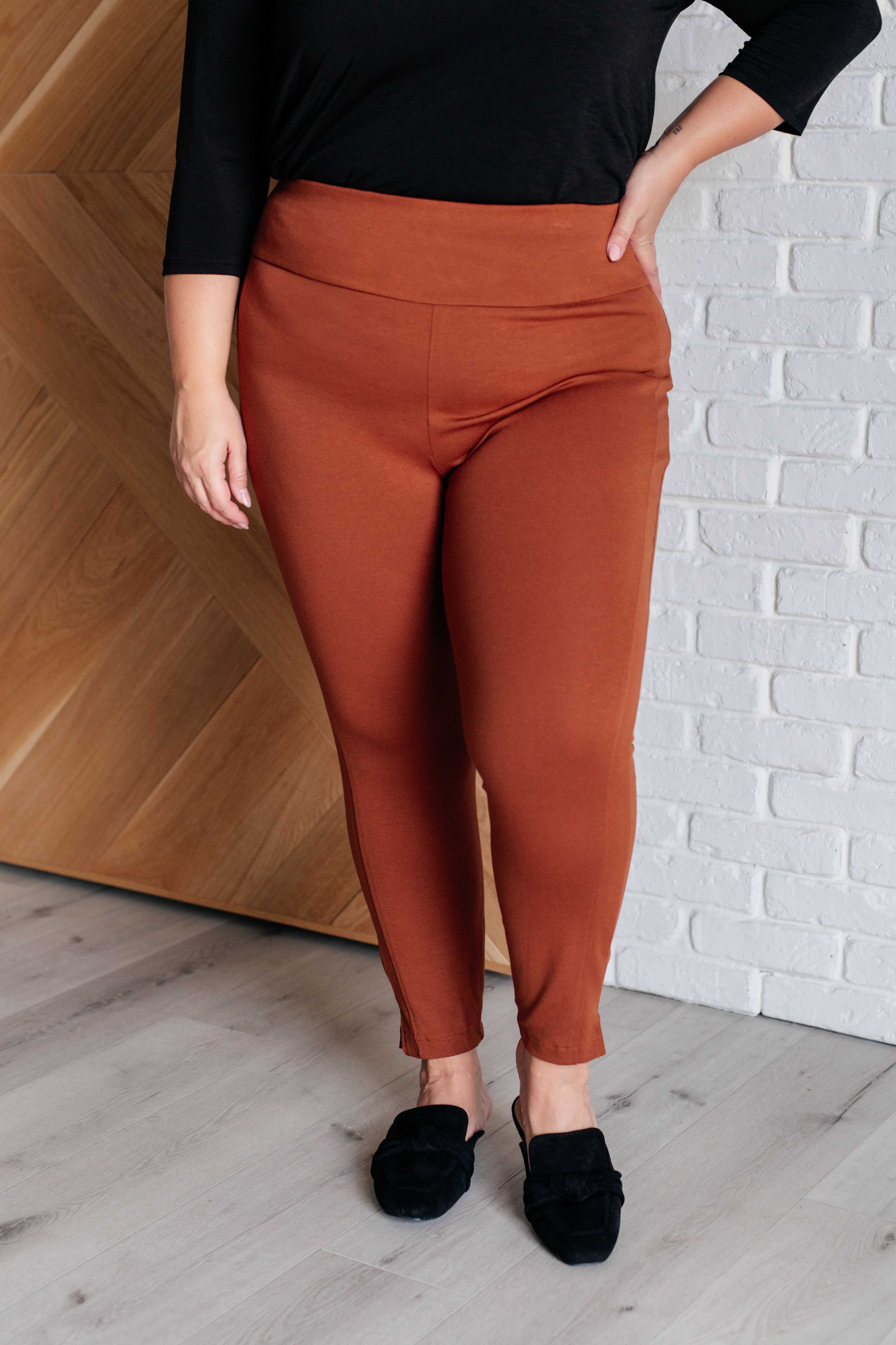 Dear Scarlett Magic Ankle Crop Skinny Pants in Rust Pants